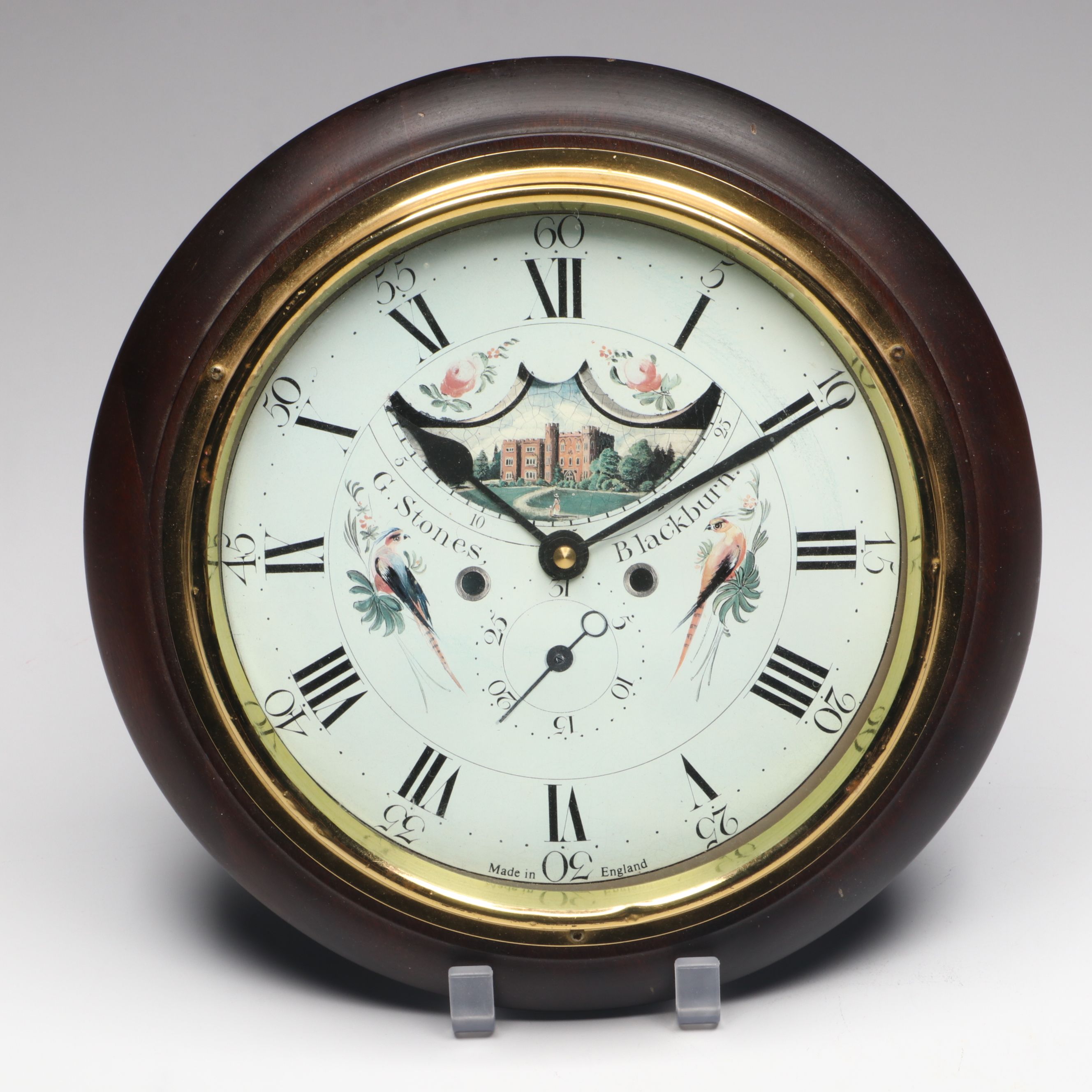 Stones & Sons Blackburn Wood Cased Wall Clock with Mirrored Wall Hat Rack