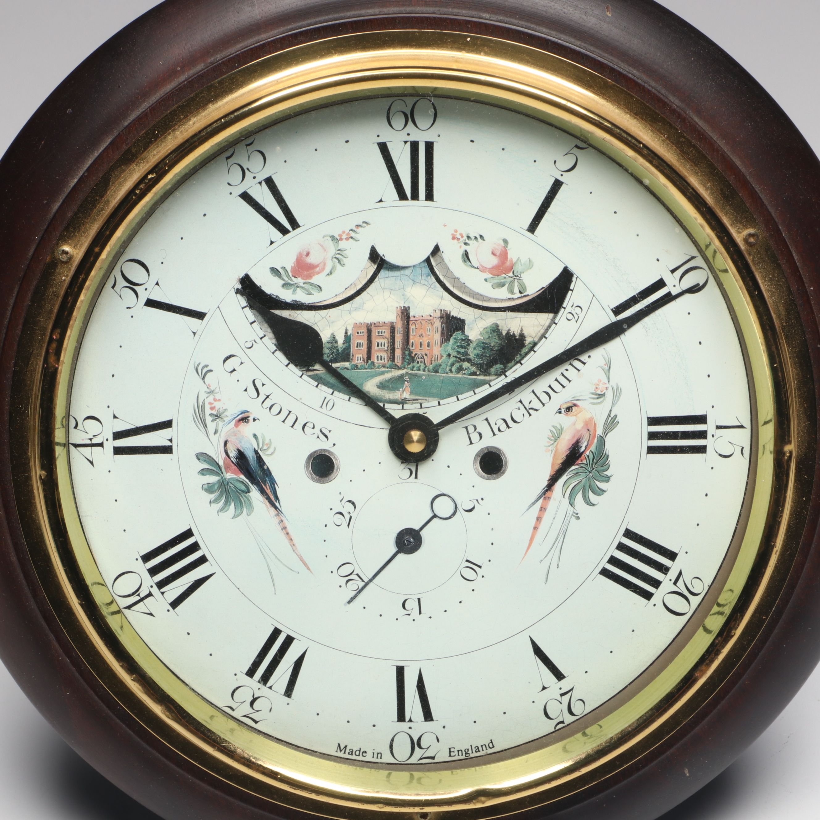 Stones & Sons Blackburn Wood Cased Wall Clock with Mirrored Wall Hat Rack