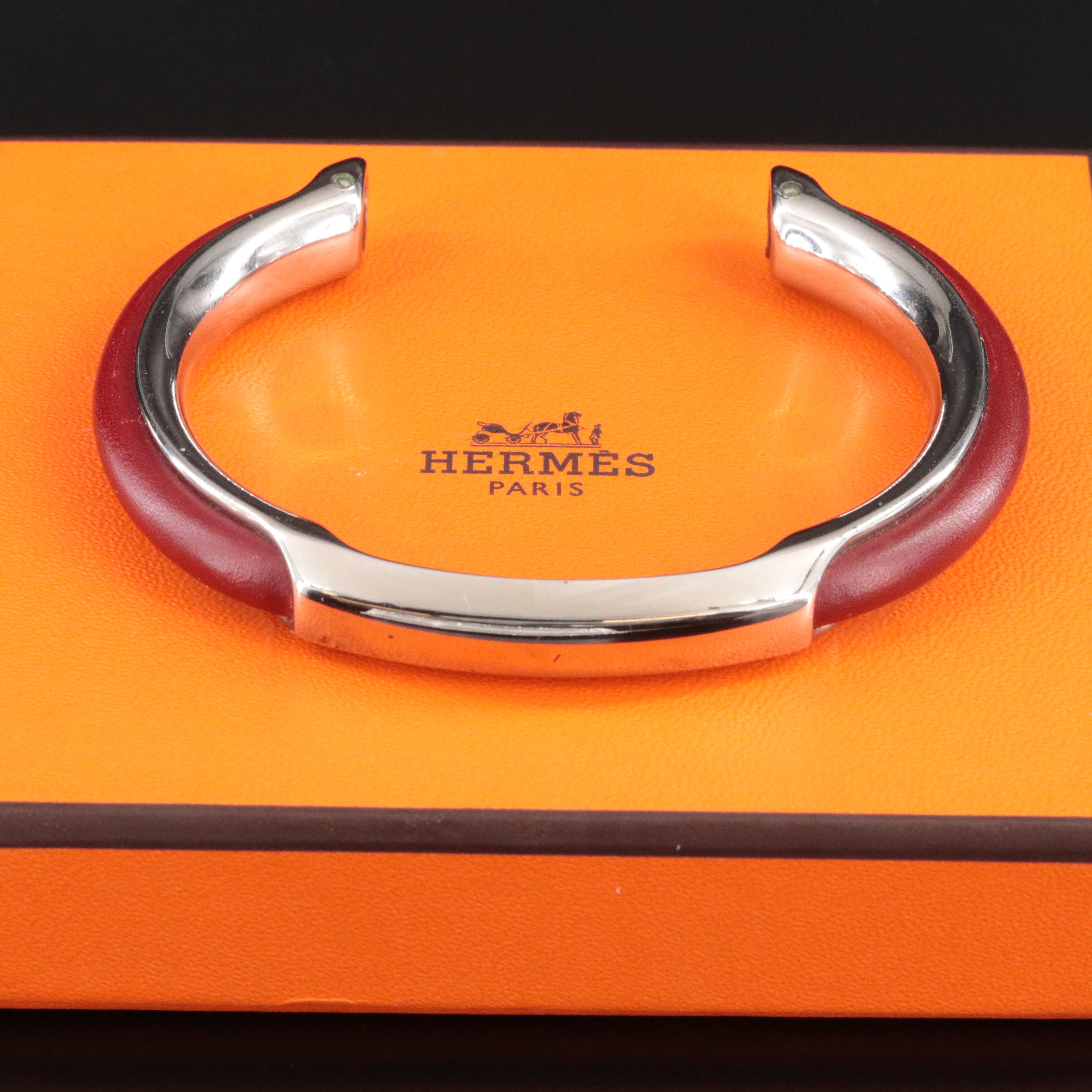 Hermès Kyoto Leather Inlay Cuff