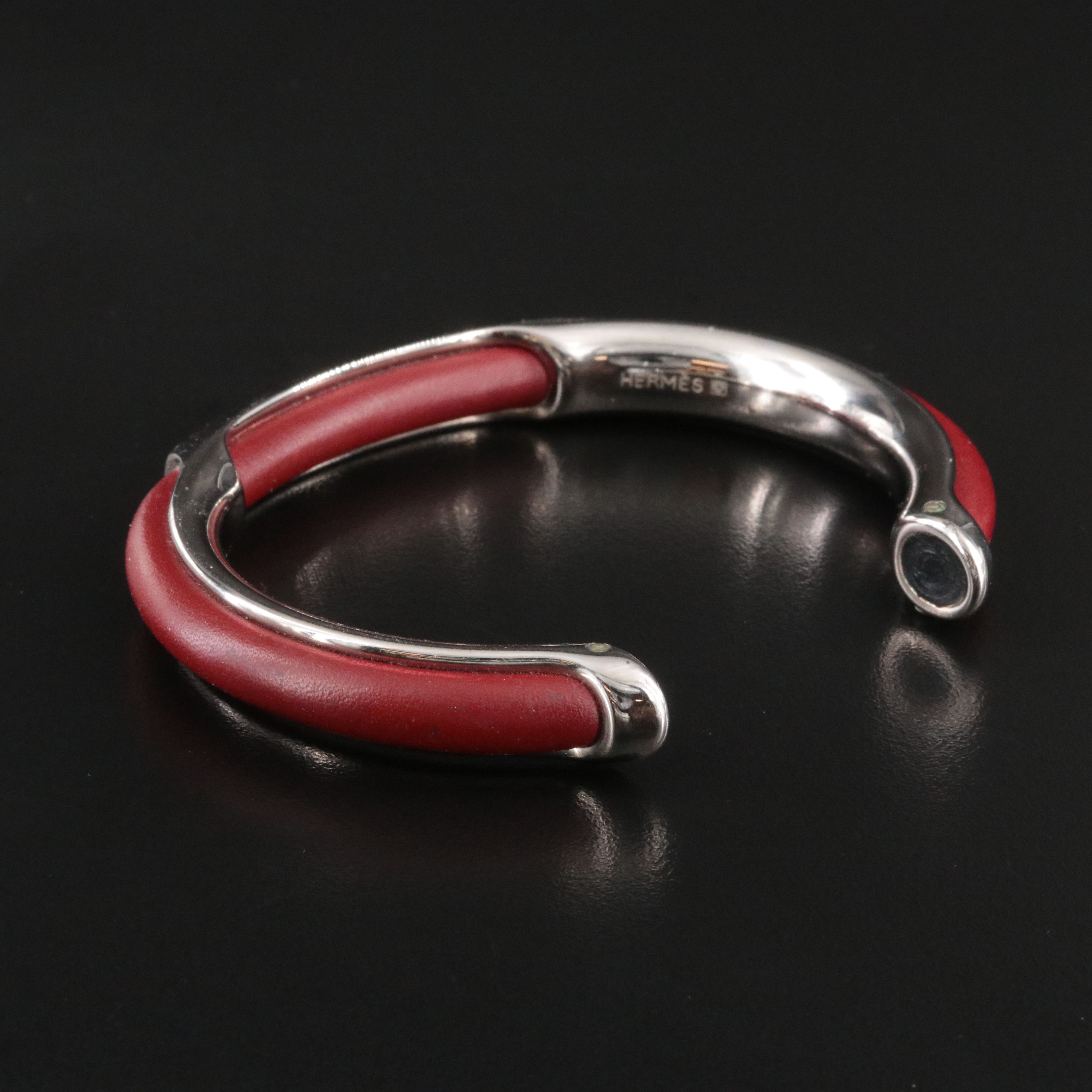 Hermès Kyoto Leather Inlay Cuff