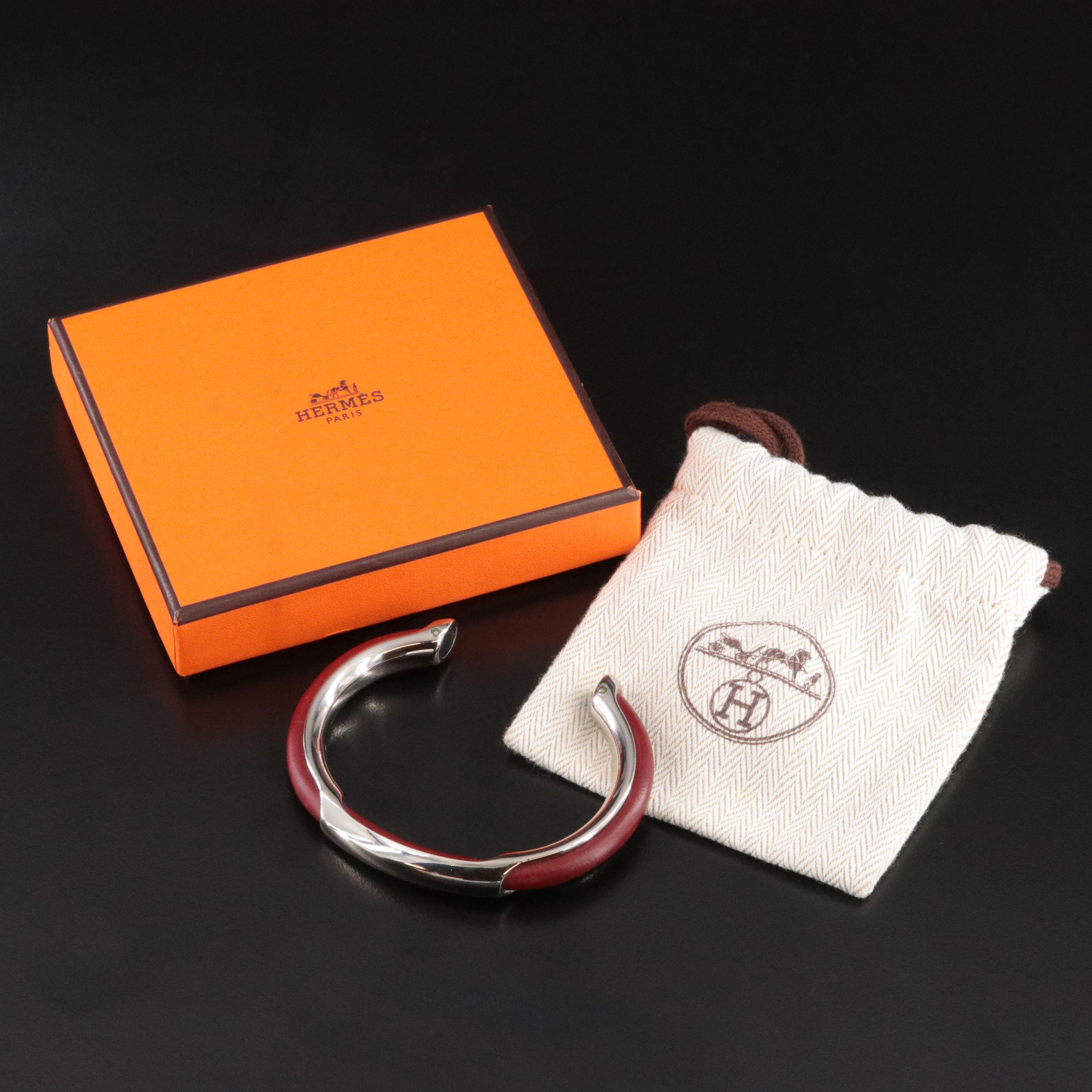 Hermès Kyoto Leather Inlay Cuff