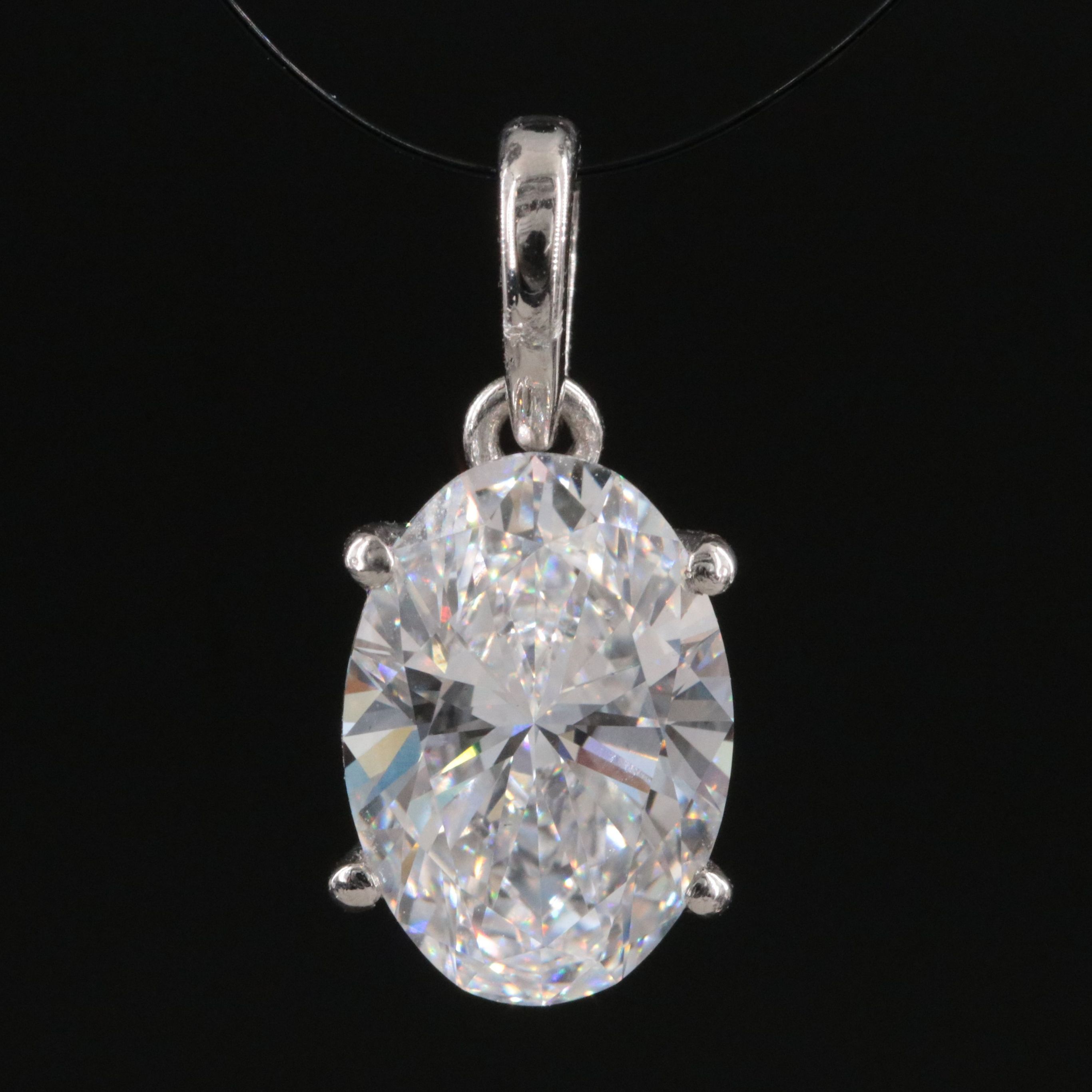 Platinum 2.04 CT Lab Grown Diamond Oval Solitaire Pendant
