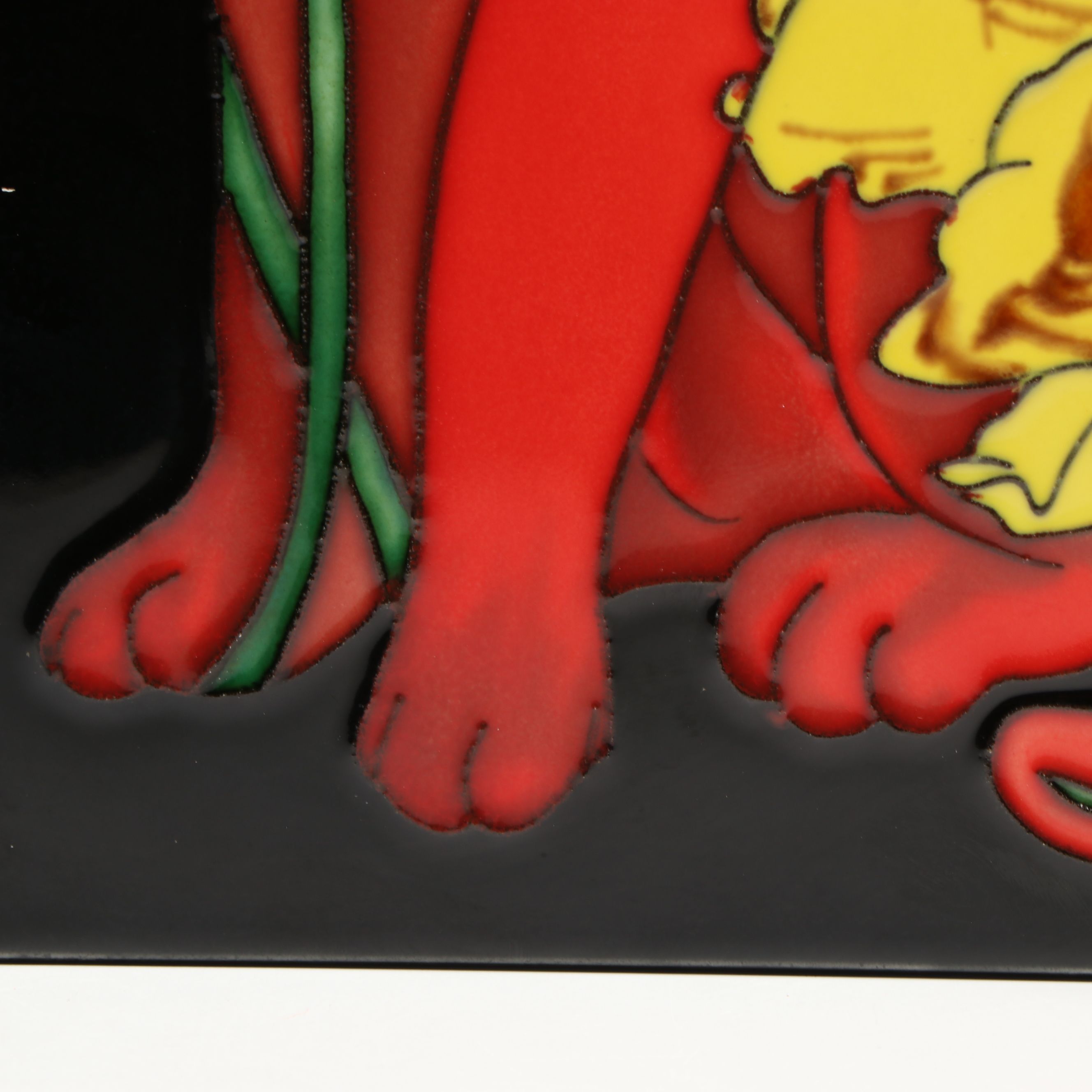 Longwy Enamel Style Composite Floral Cat Wall Hanging