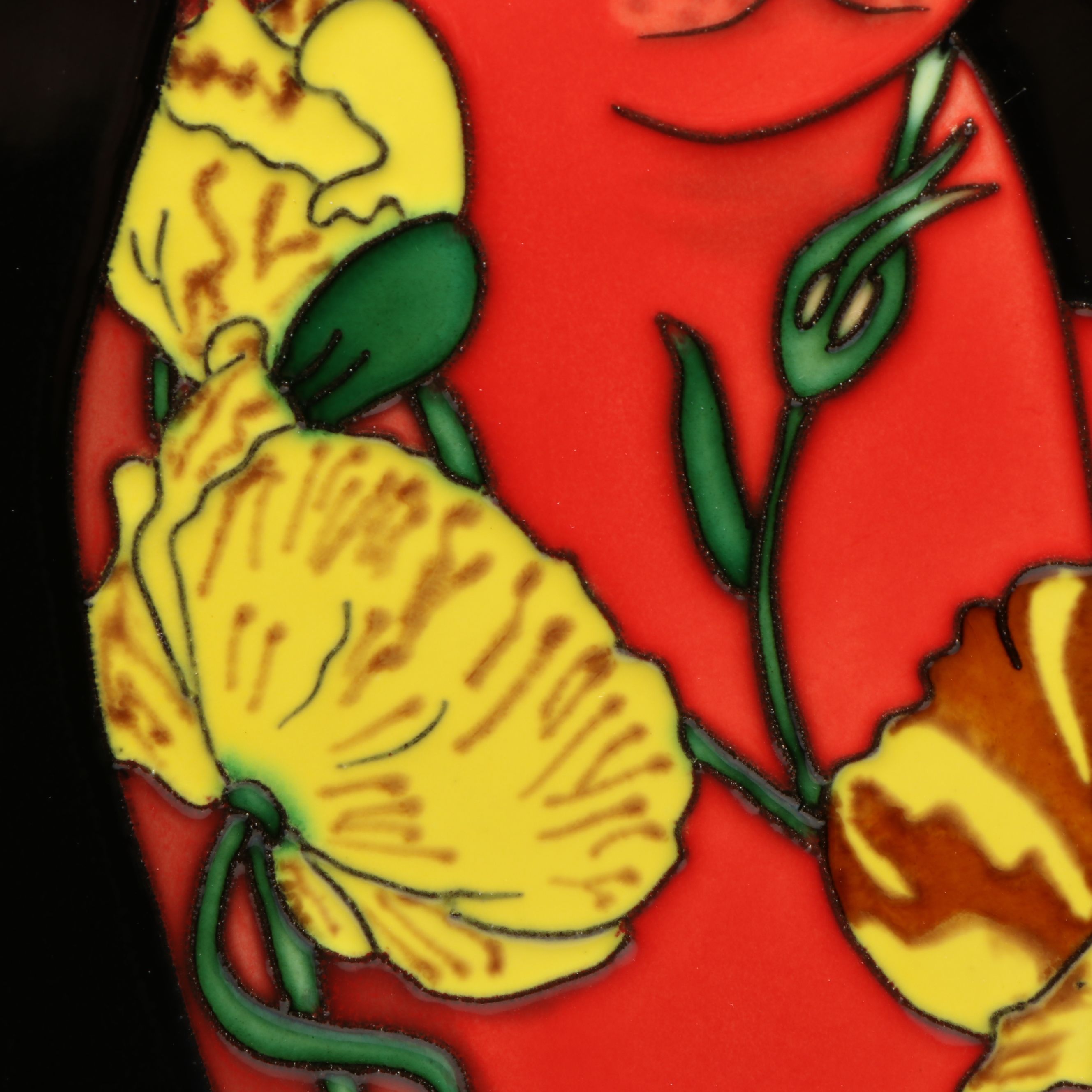 Longwy Enamel Style Composite Floral Cat Wall Hanging