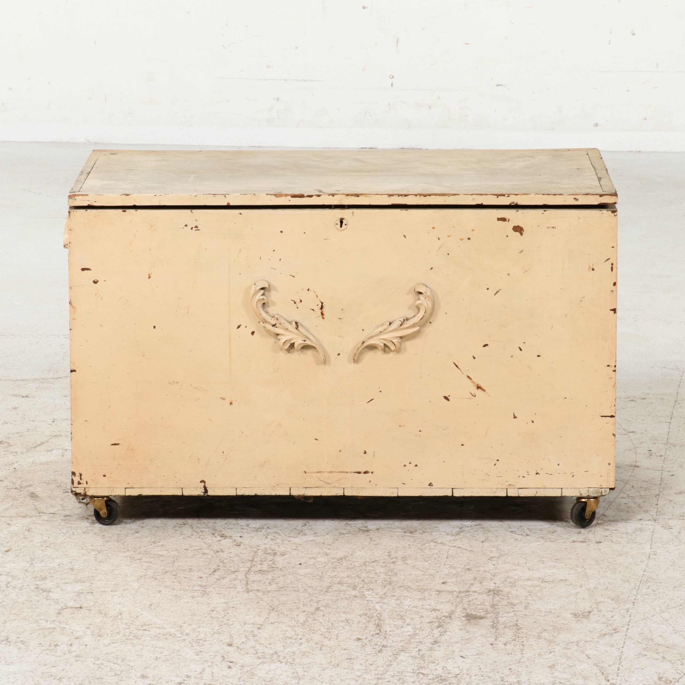 Vintage Painted Storage Chest on Casters