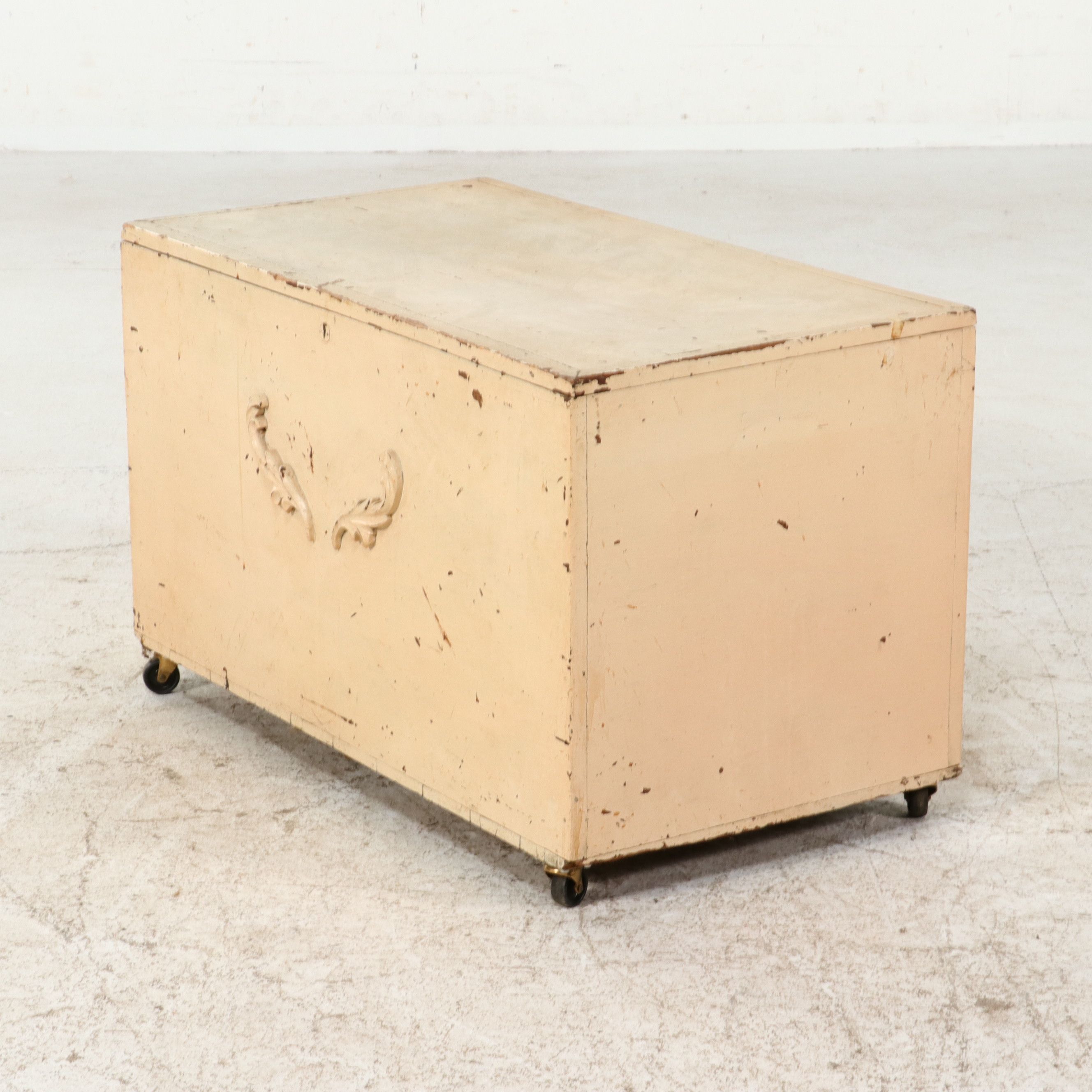 Vintage Painted Storage Chest on Casters
