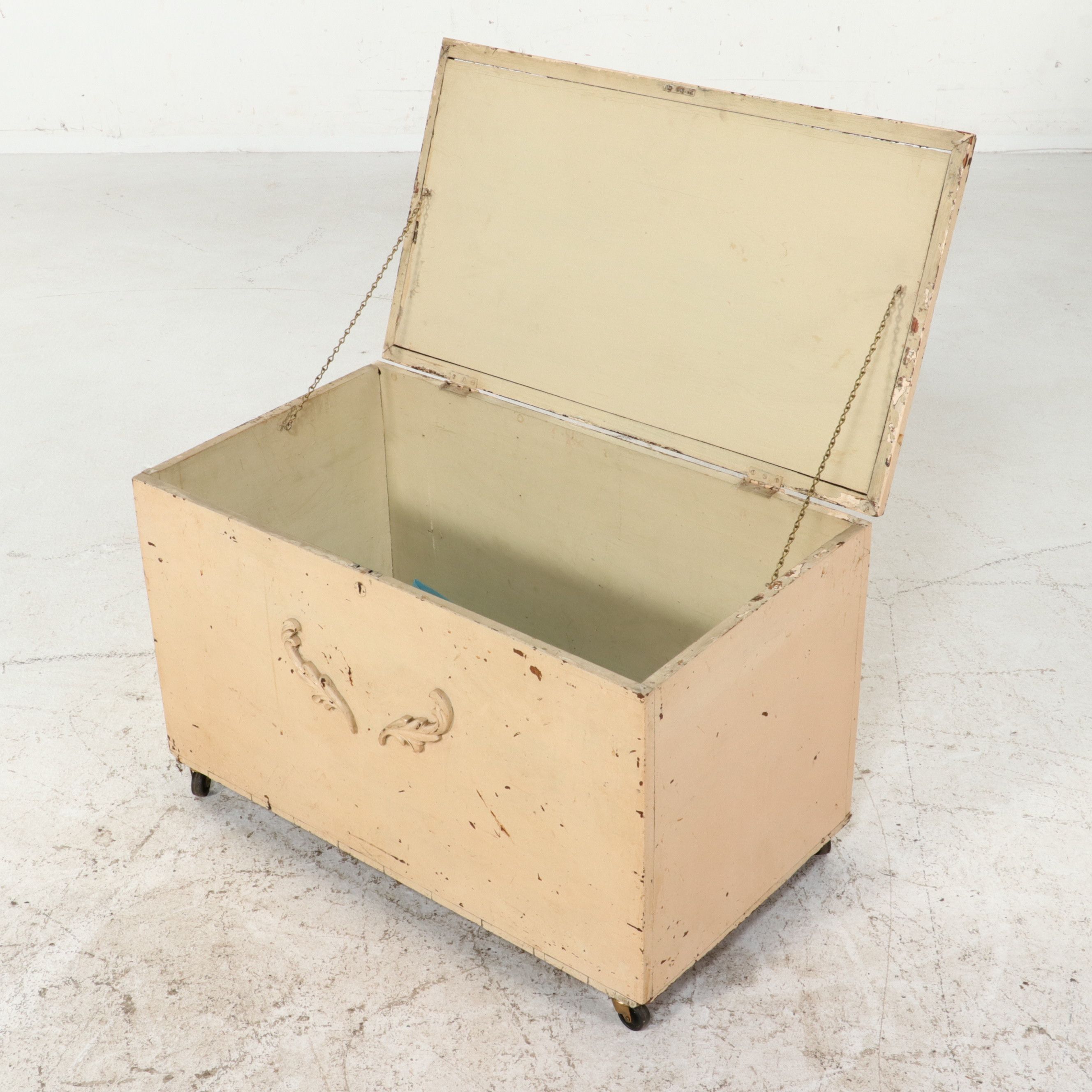 Vintage Painted Storage Chest on Casters