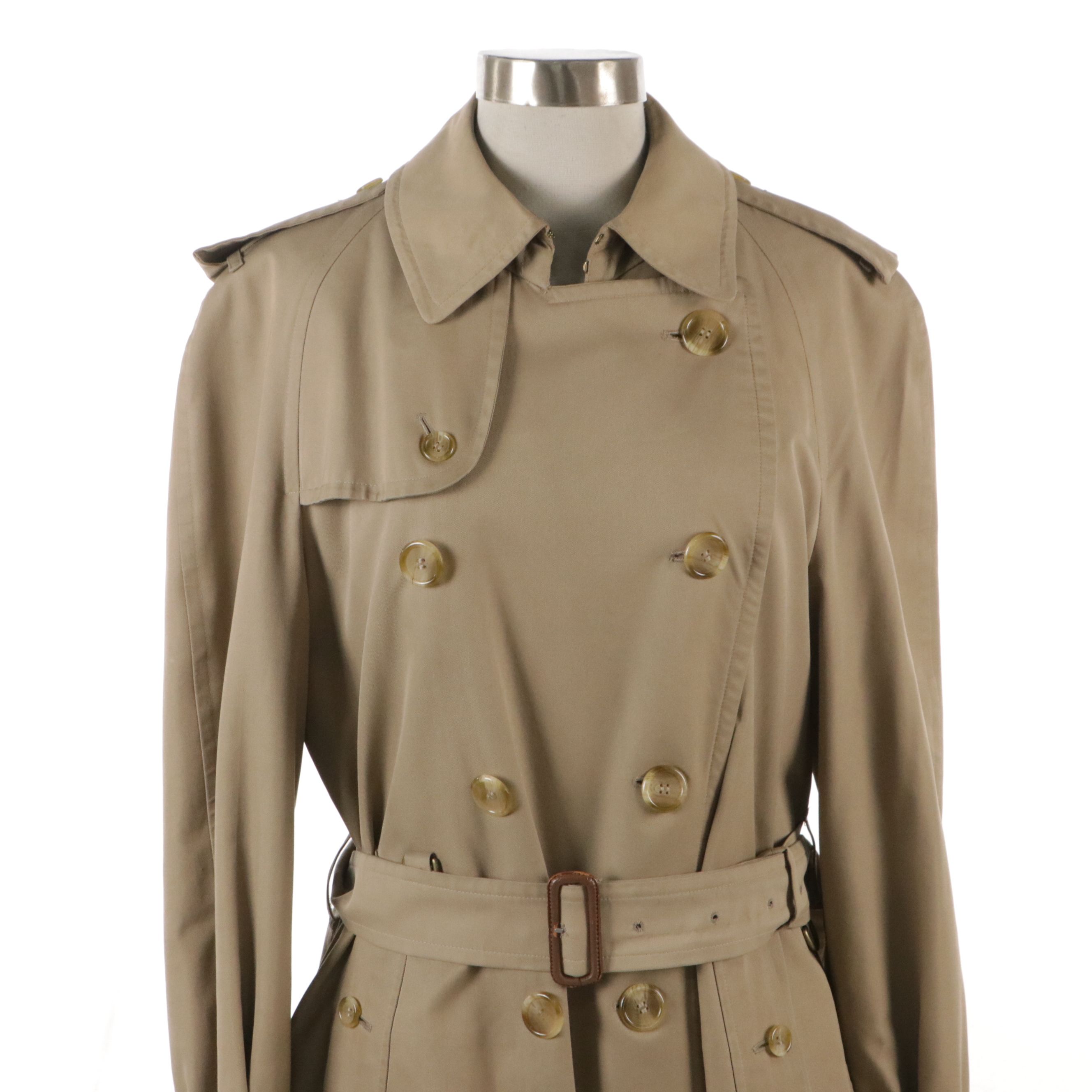 Men's Burberrys Double-Breasted Gabardine Trench Coat with Wool Liner