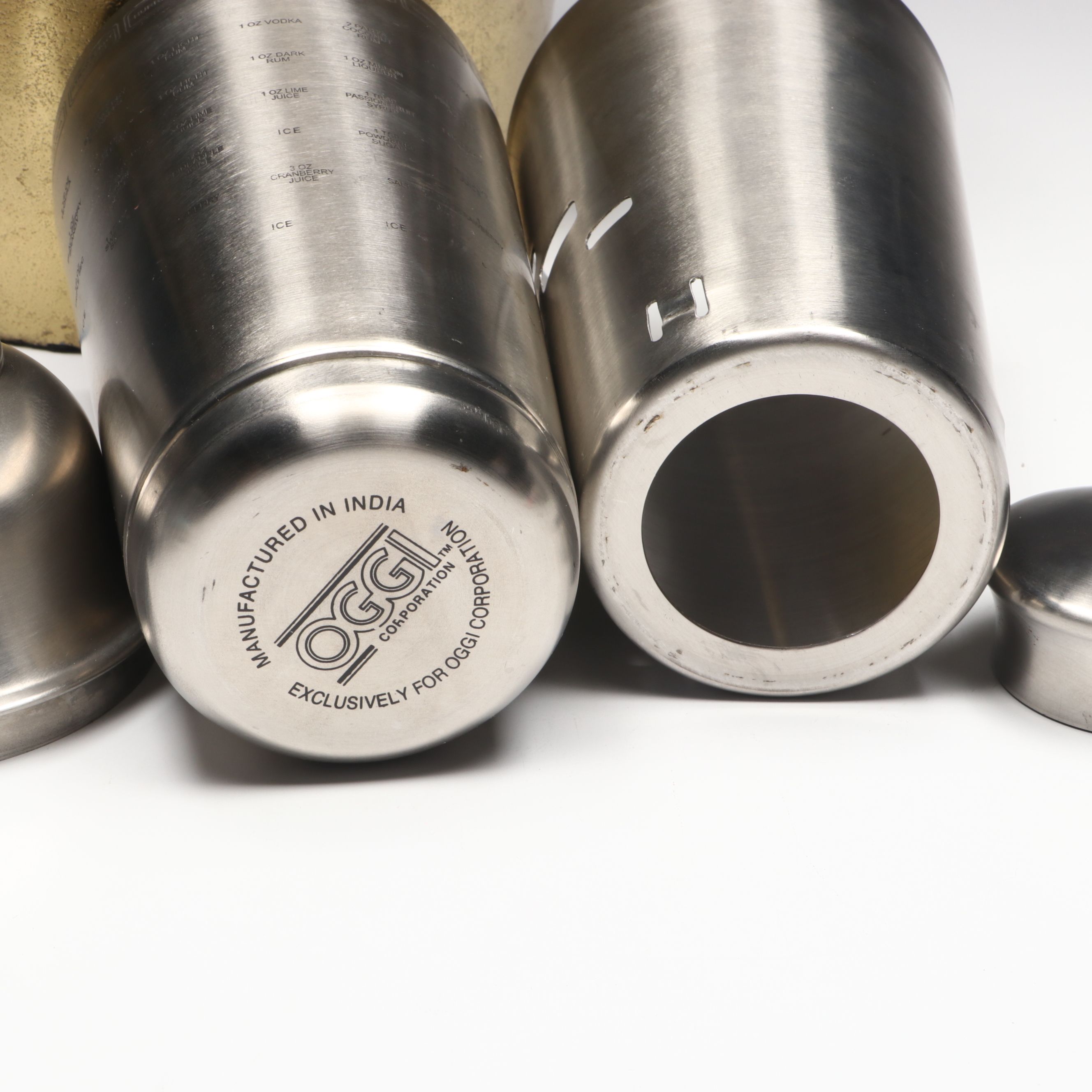 Oggi Recipe Cocktail Shaker with Brass Champagne Bucket and More Bar Accessories