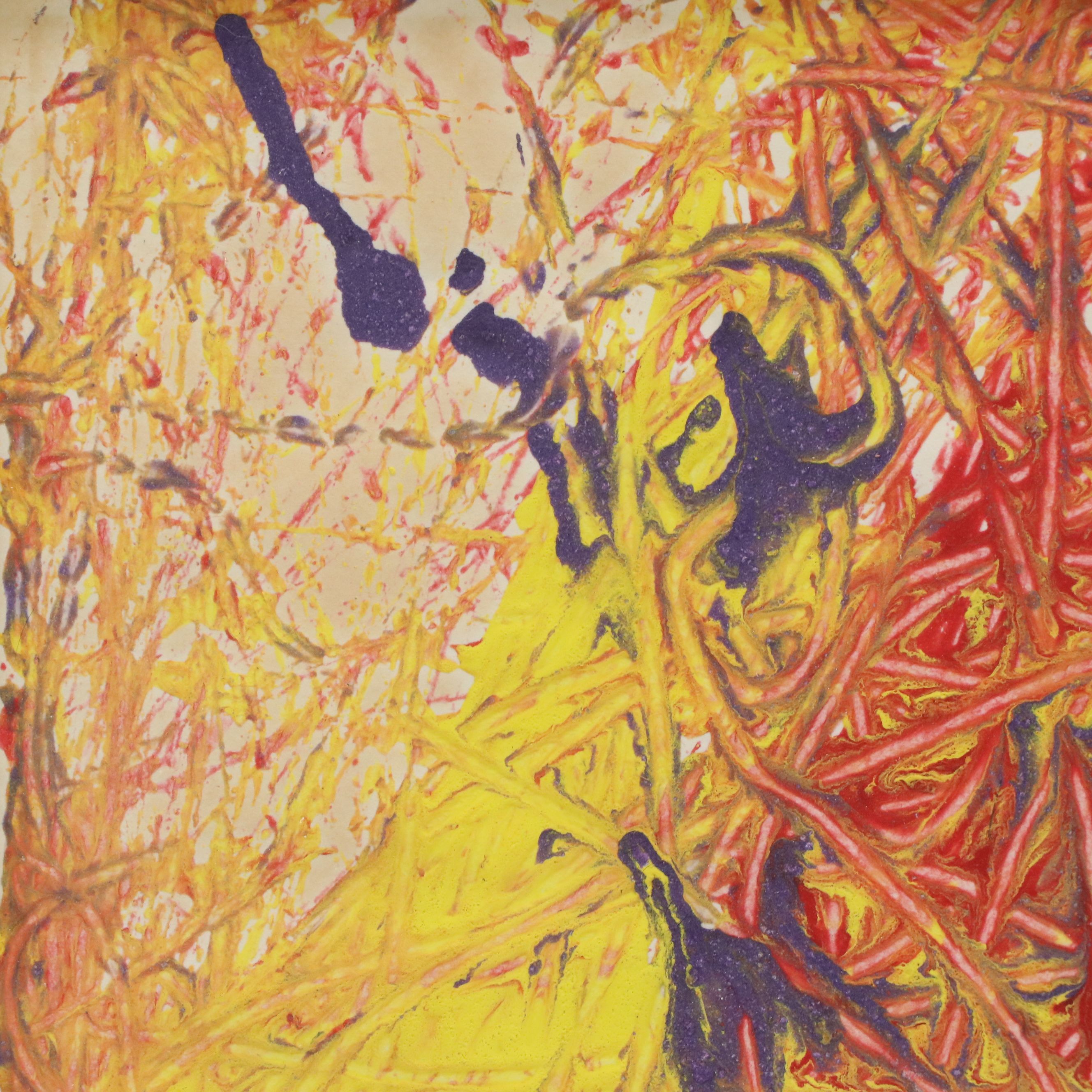 Abstract Oil Expressionist Painting with Sgraffito, 1979