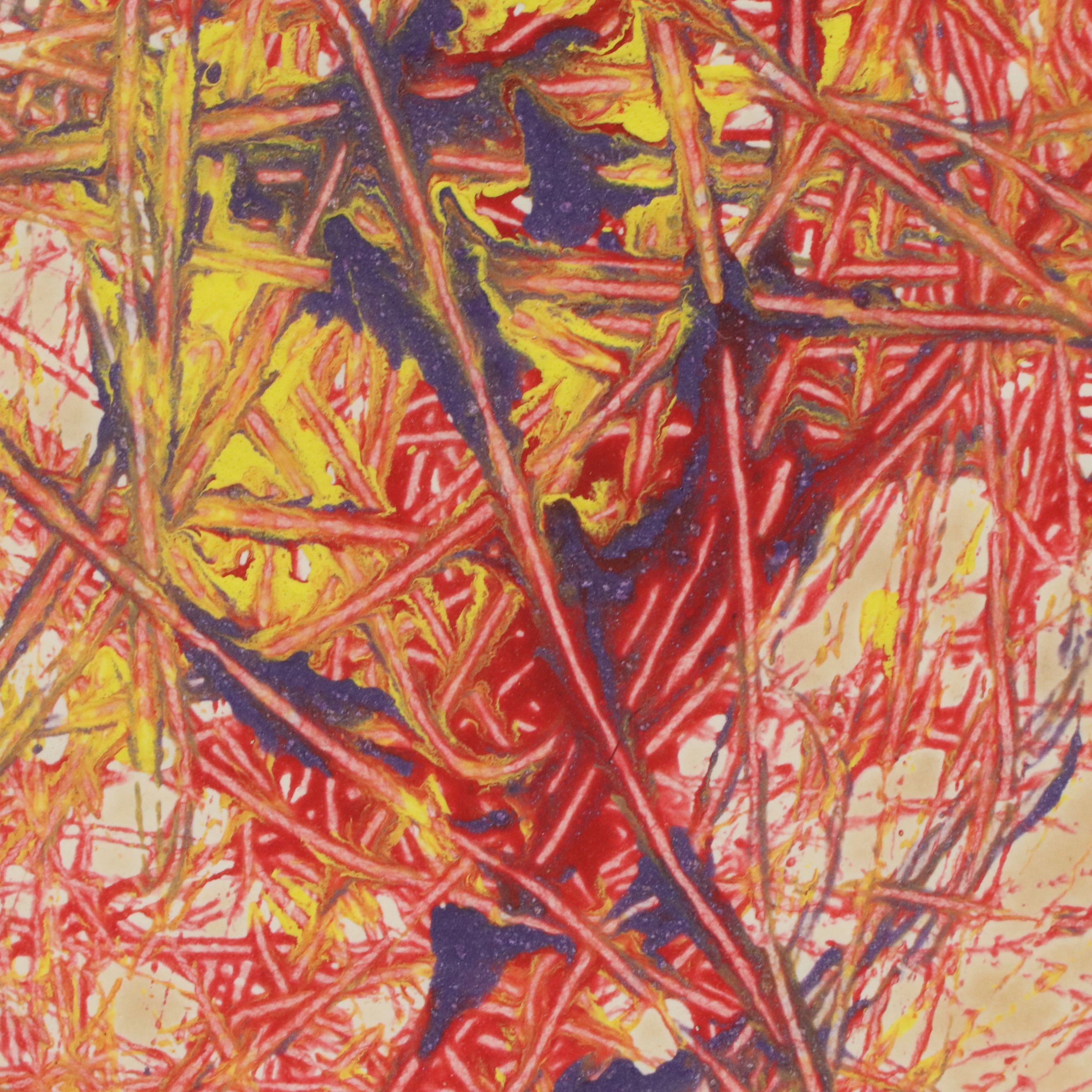 Abstract Oil Expressionist Painting with Sgraffito, 1979