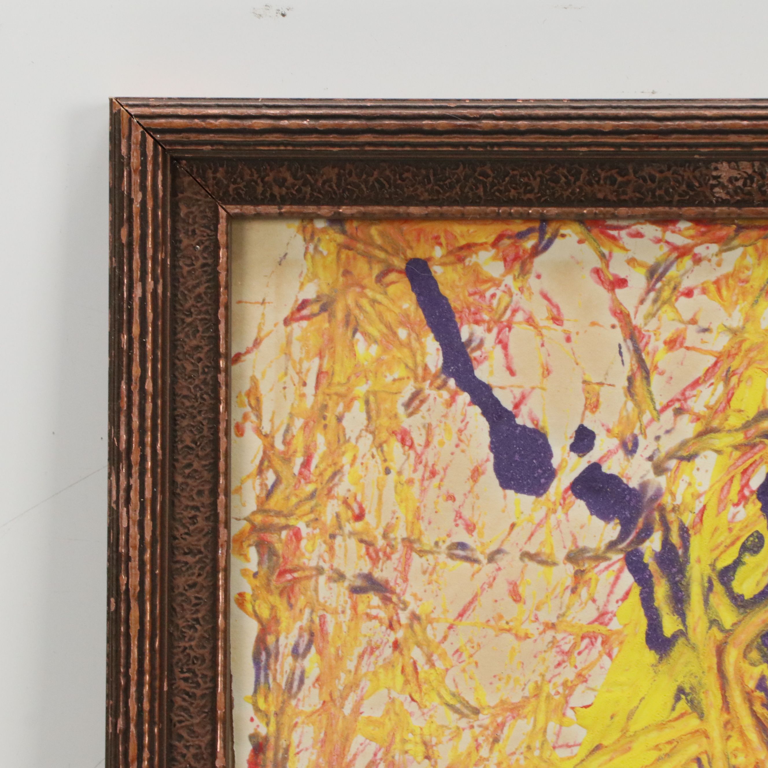 Abstract Oil Expressionist Painting with Sgraffito, 1979