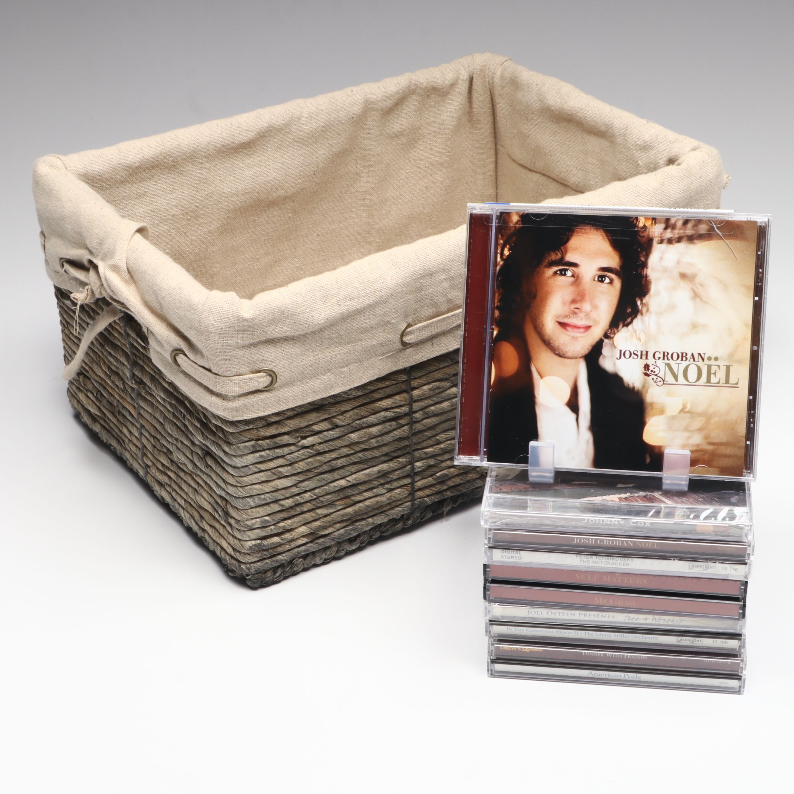 Josh Groban "Noël" with More Holiday and Other CDs in Woven Storage Basket