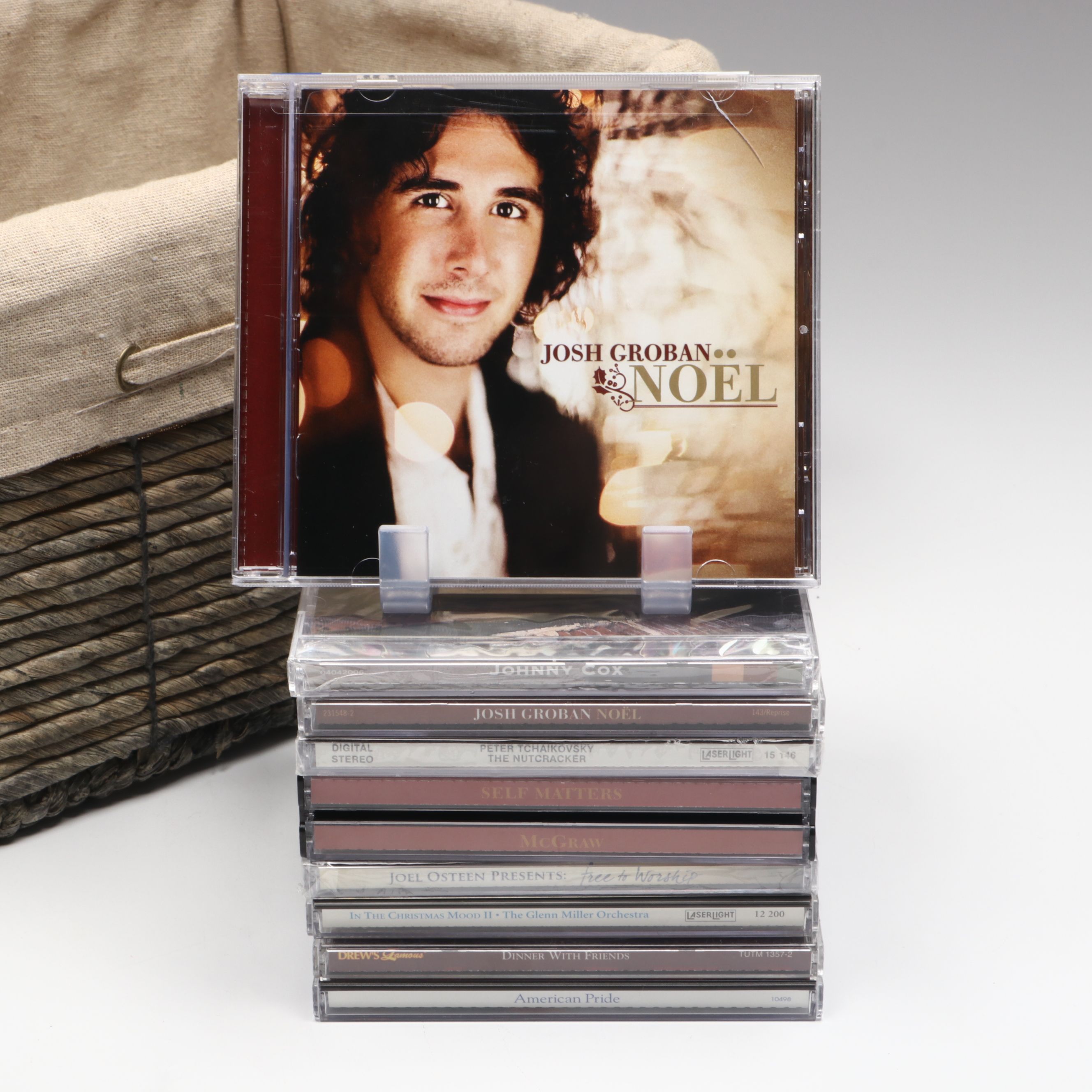 Josh Groban "Noël" with More Holiday and Other CDs in Woven Storage Basket
