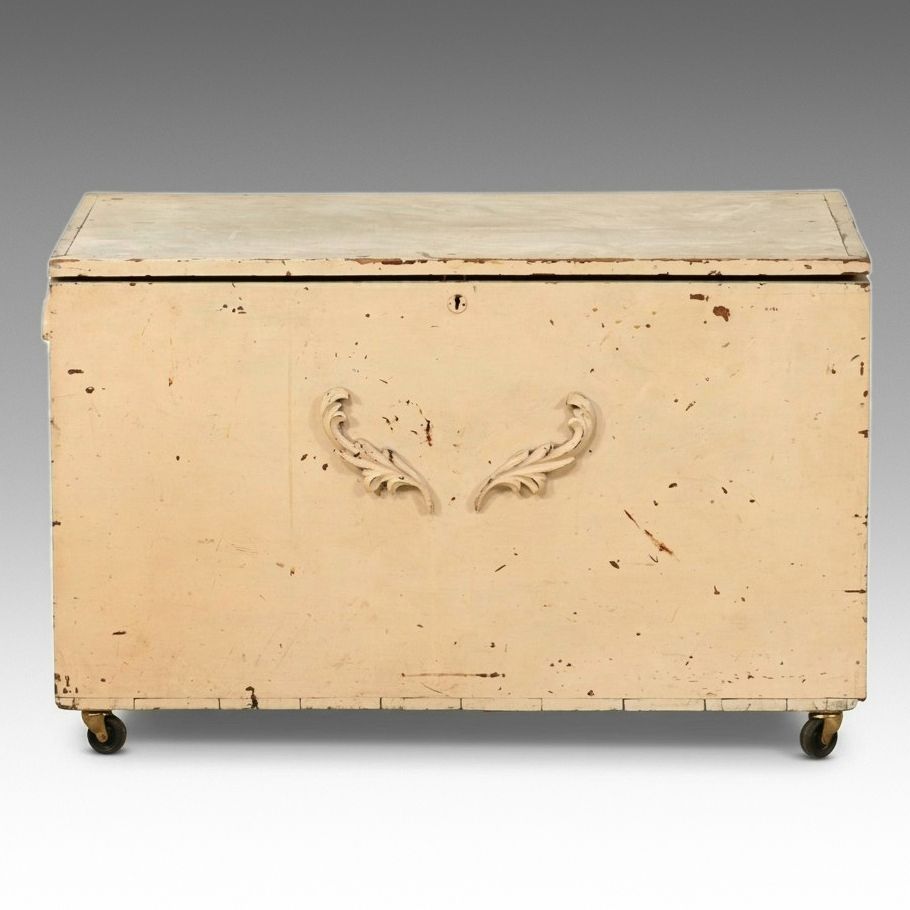 Vintage Painted Storage Chest on Casters