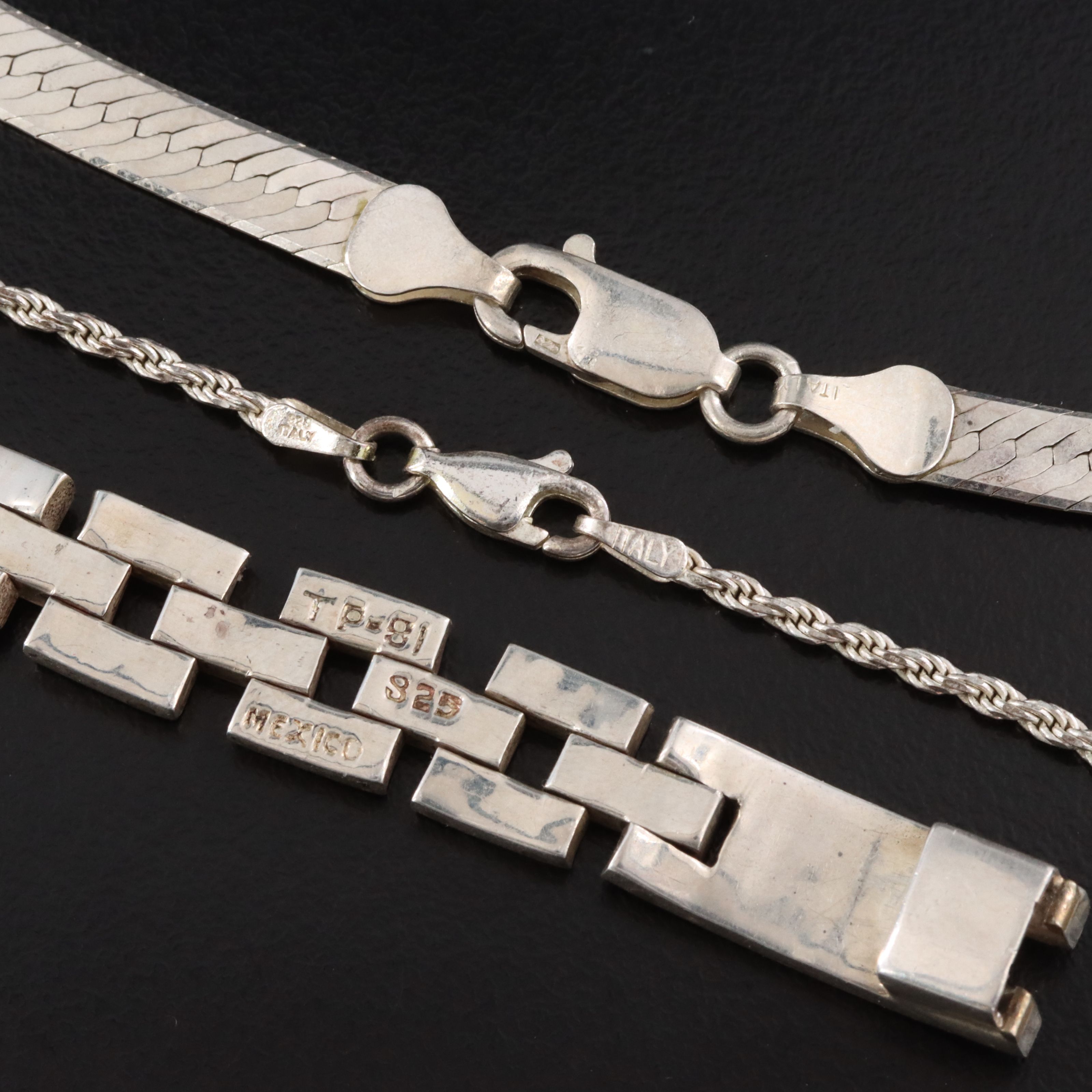 Italian Sterling Necklaces and Mexican Bracelet