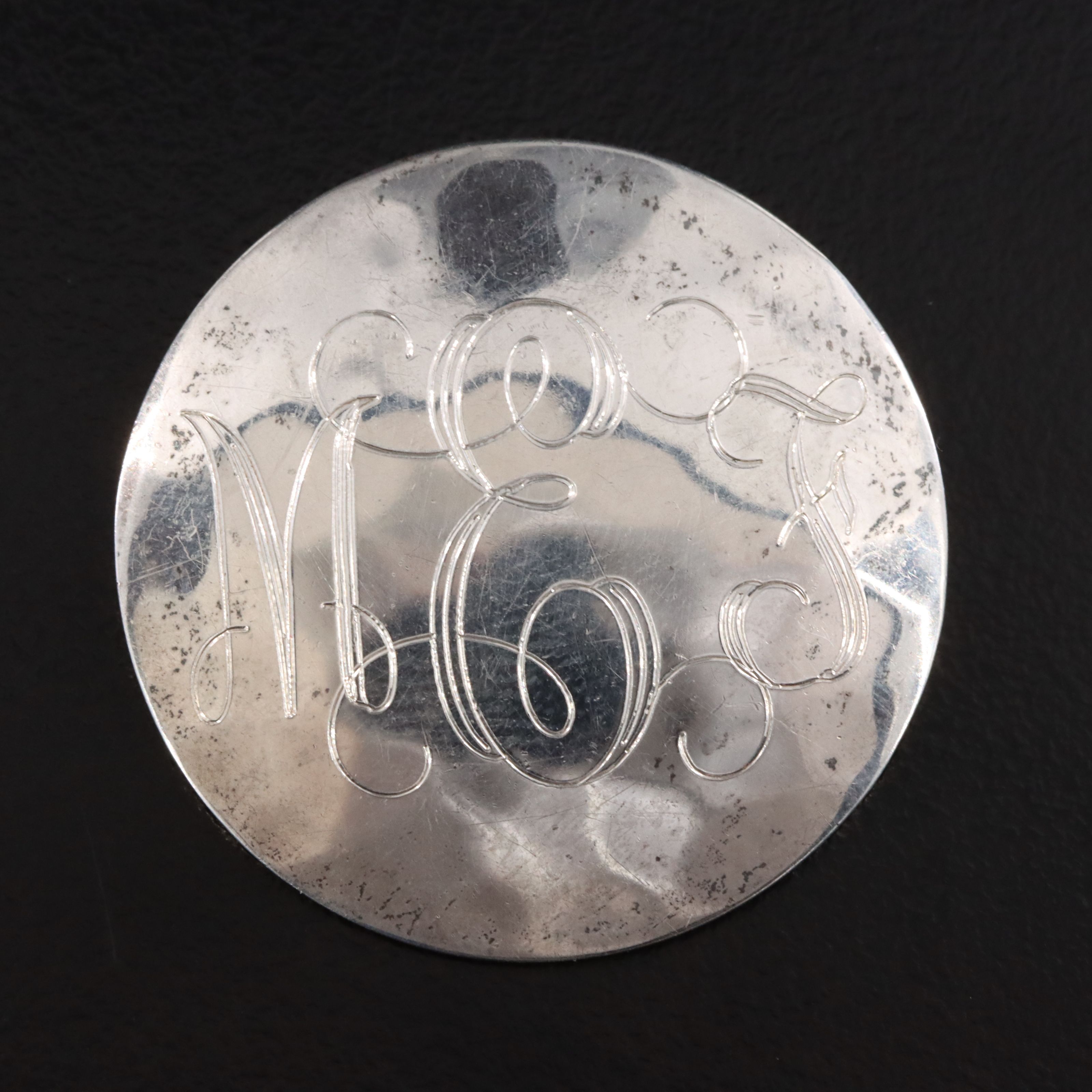 Sterling Monogram Brooch with Hammered Finish