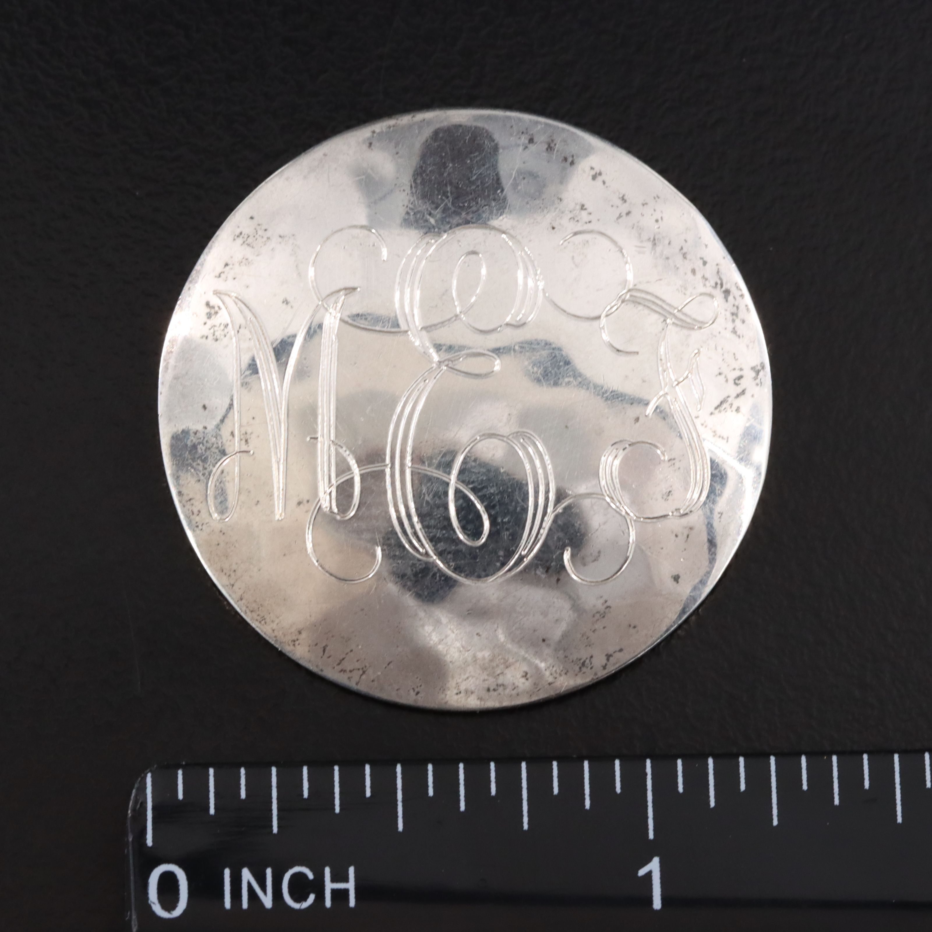 Sterling Monogram Brooch with Hammered Finish
