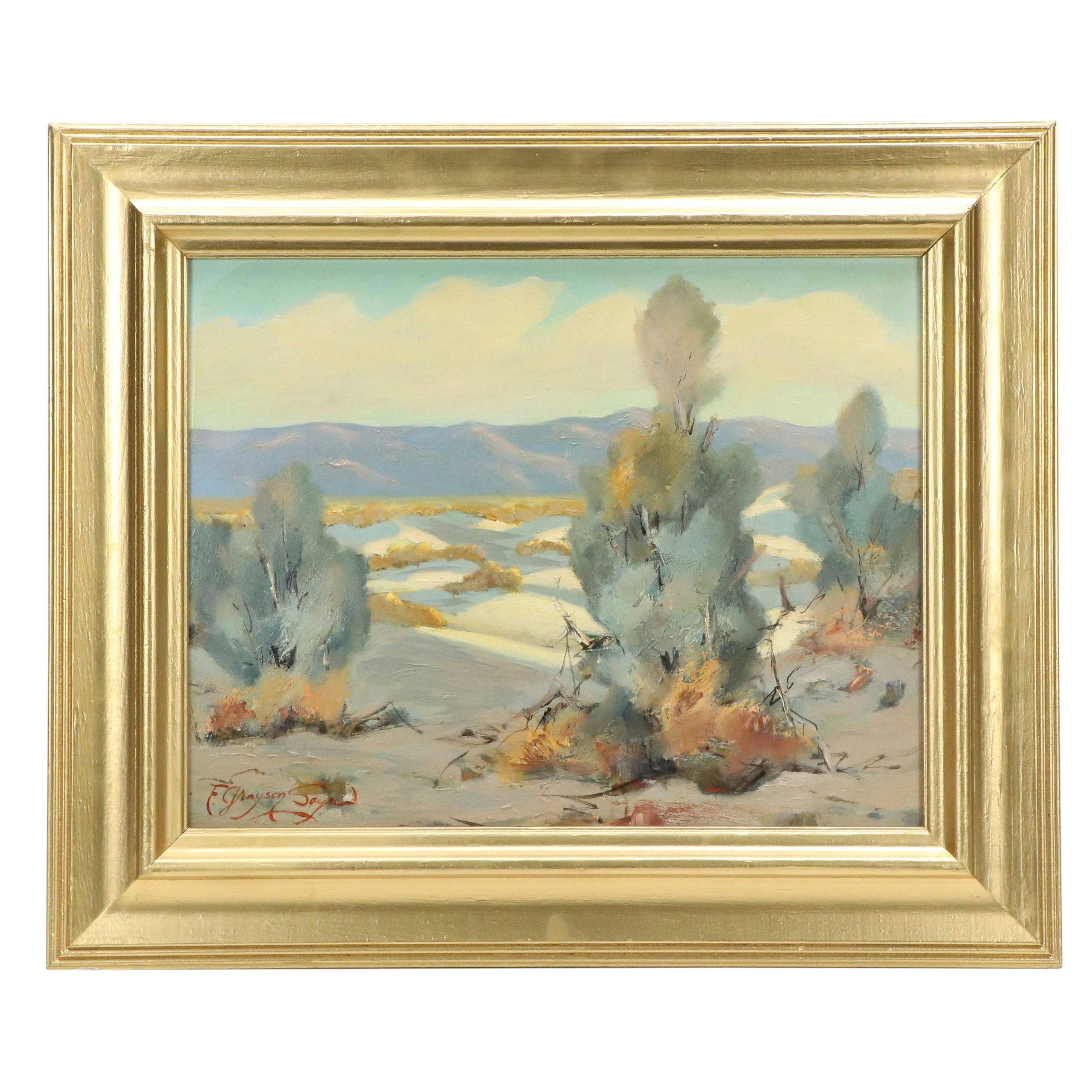 Fred Grayson Sayre Oil Painting of Desert Landscape, Early 20th Century