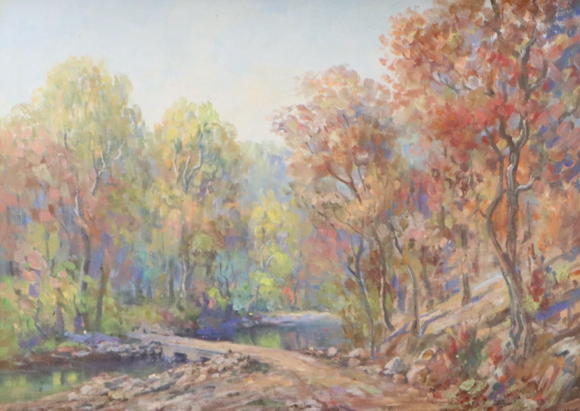 Oliver J. Corbett Oil Painting "Peerson Creek (Ford)," Early to Mid-20th Century