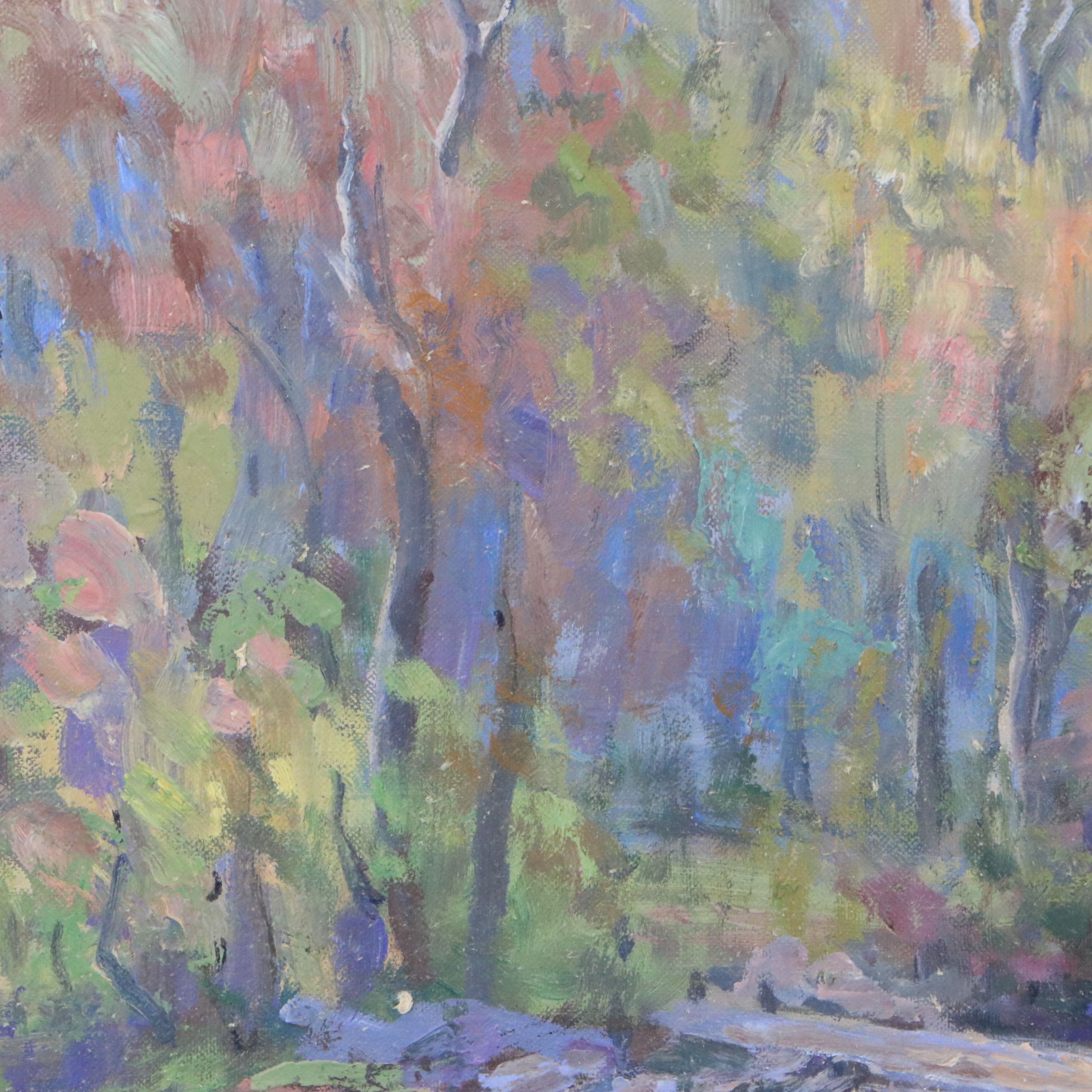 Oliver J. Corbett Oil Painting "Peerson Creek (Ford)," Early to Mid-20th Century