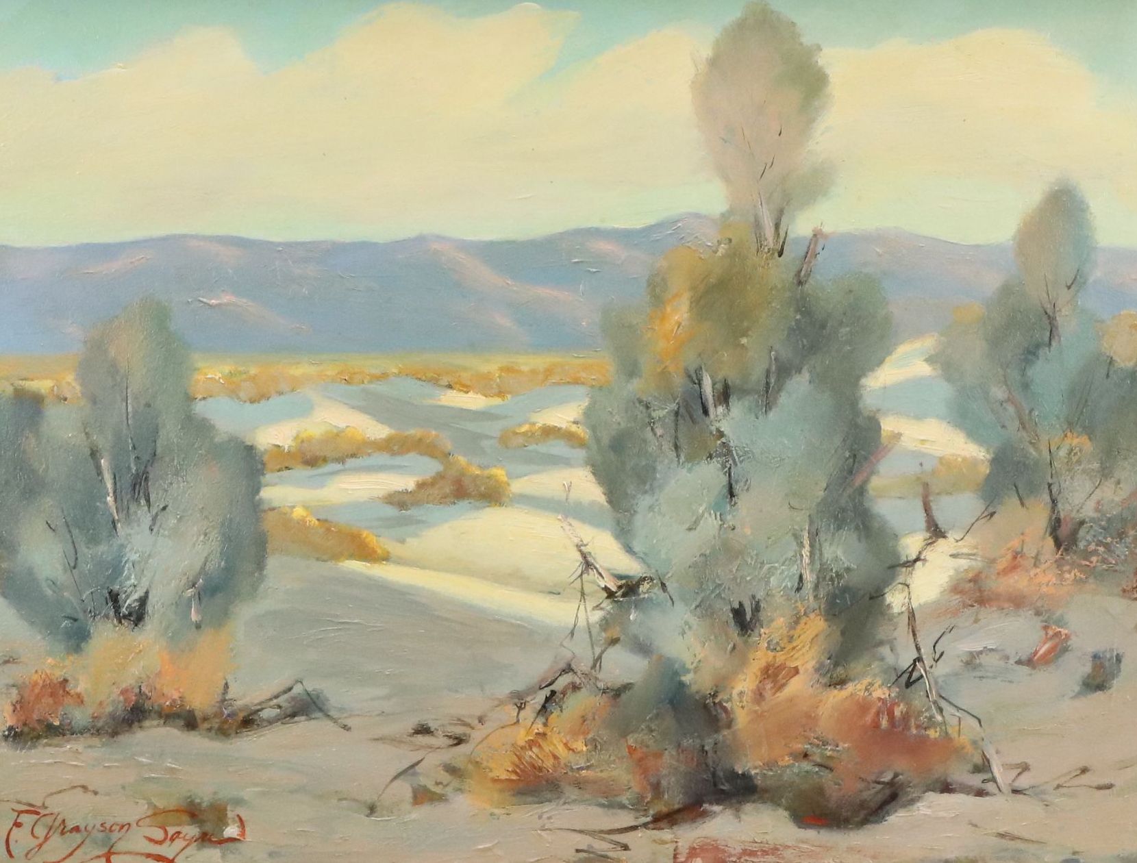 Fred Grayson Sayre Oil Painting of Desert Landscape, Early 20th Century