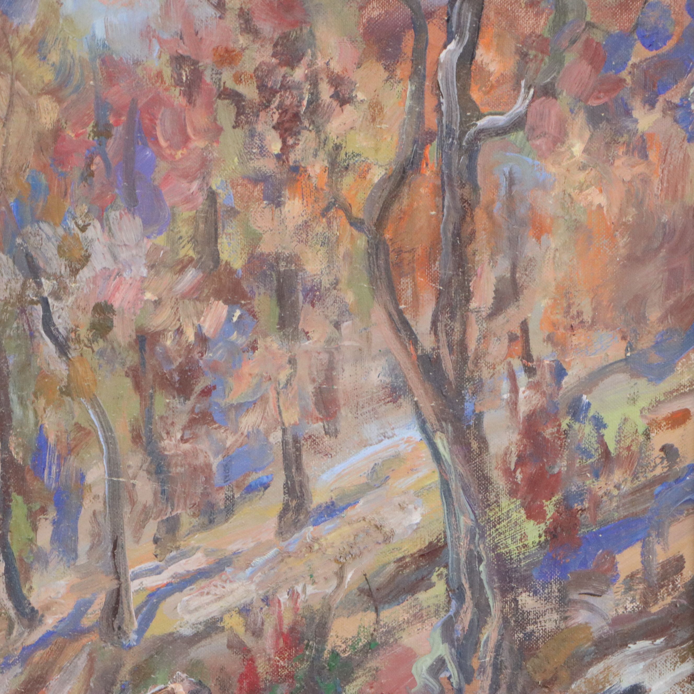 Oliver J. Corbett Oil Painting "Peerson Creek (Ford)," Early to Mid-20th Century