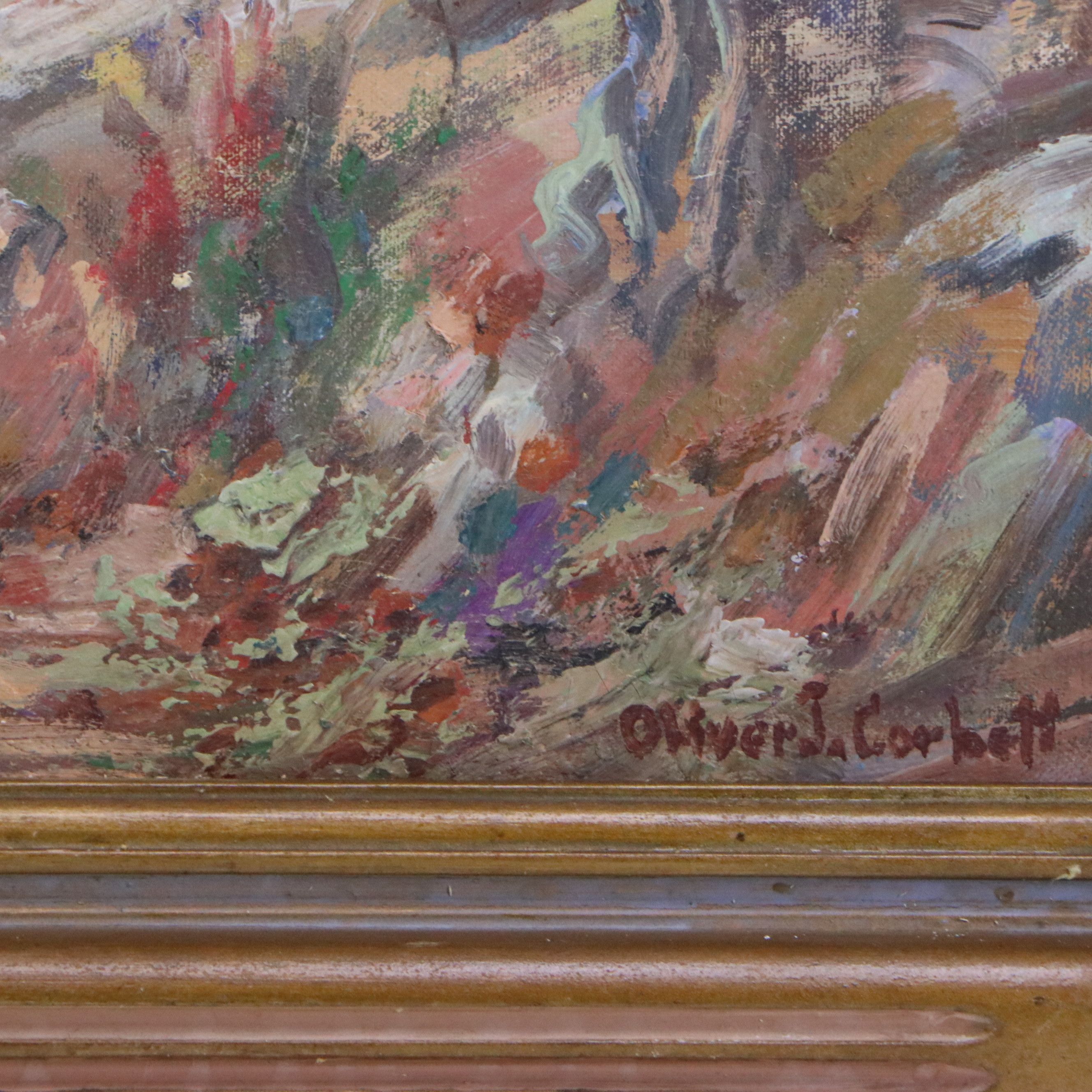 Oliver J. Corbett Oil Painting "Peerson Creek (Ford)," Early to Mid-20th Century