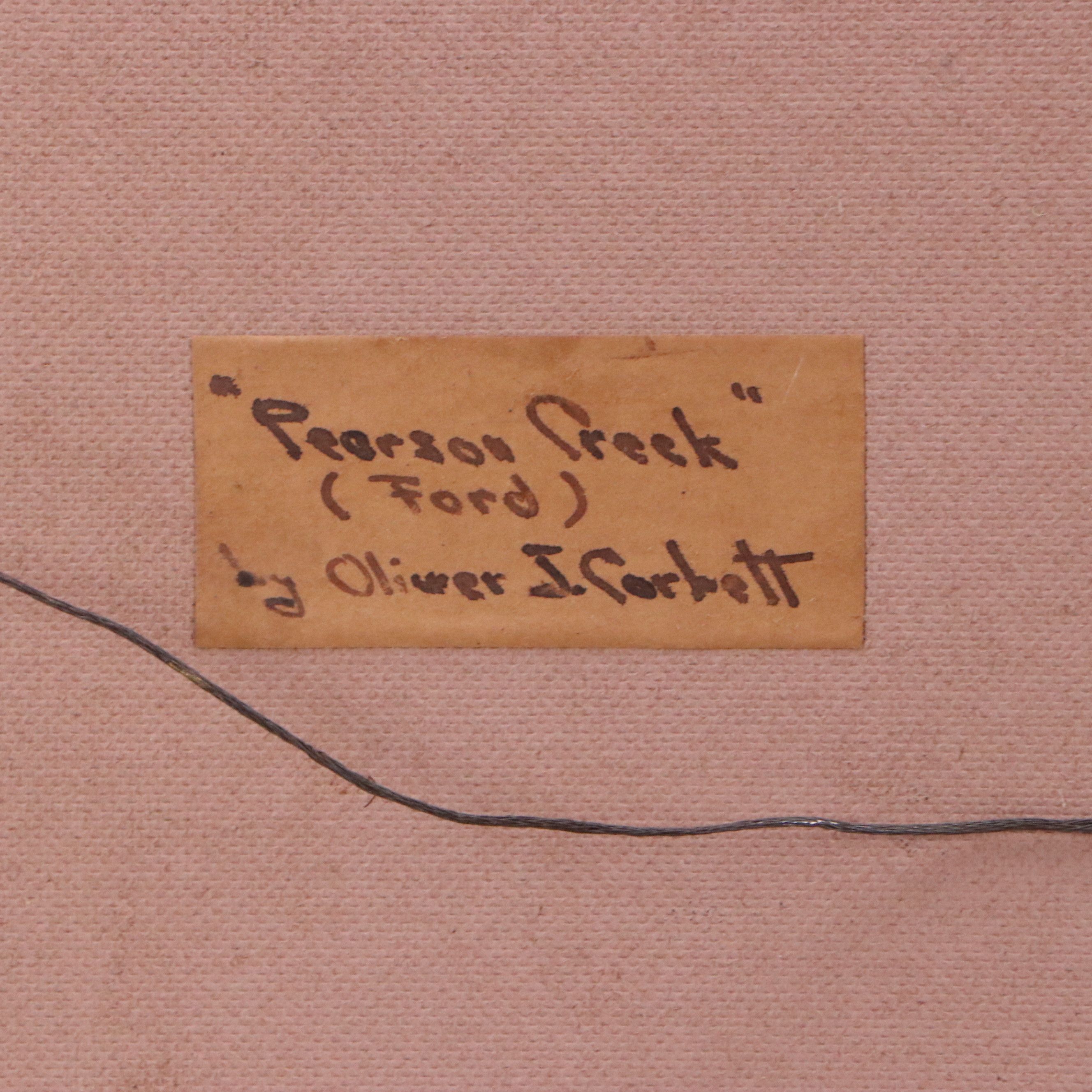 Oliver J. Corbett Oil Painting "Peerson Creek (Ford)," Early to Mid-20th Century