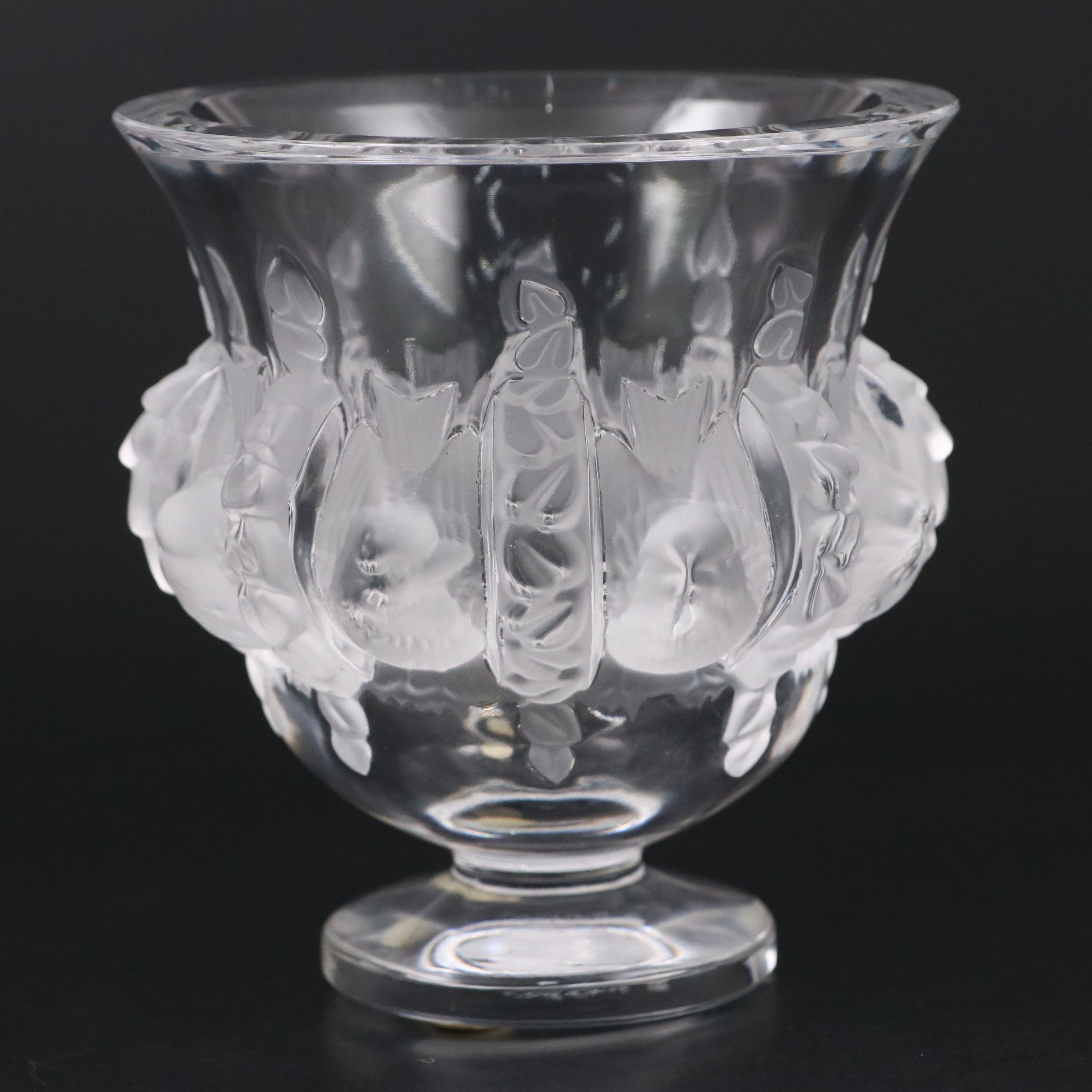 Lalique "Dampierre" Frosted and Clear Crystal Vase