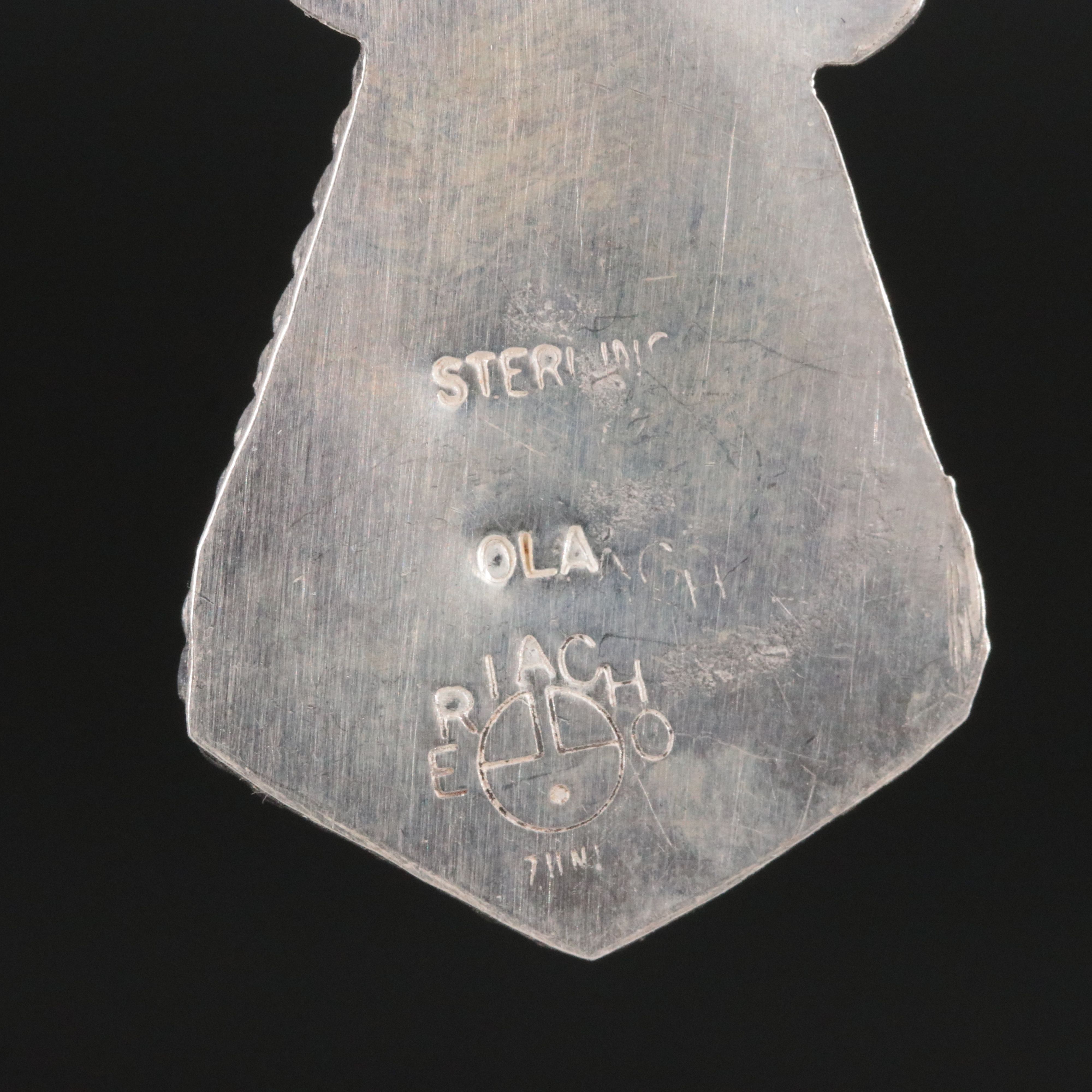 Ola Eriacho Zuni Sterling Gemstone Inlay Pendant