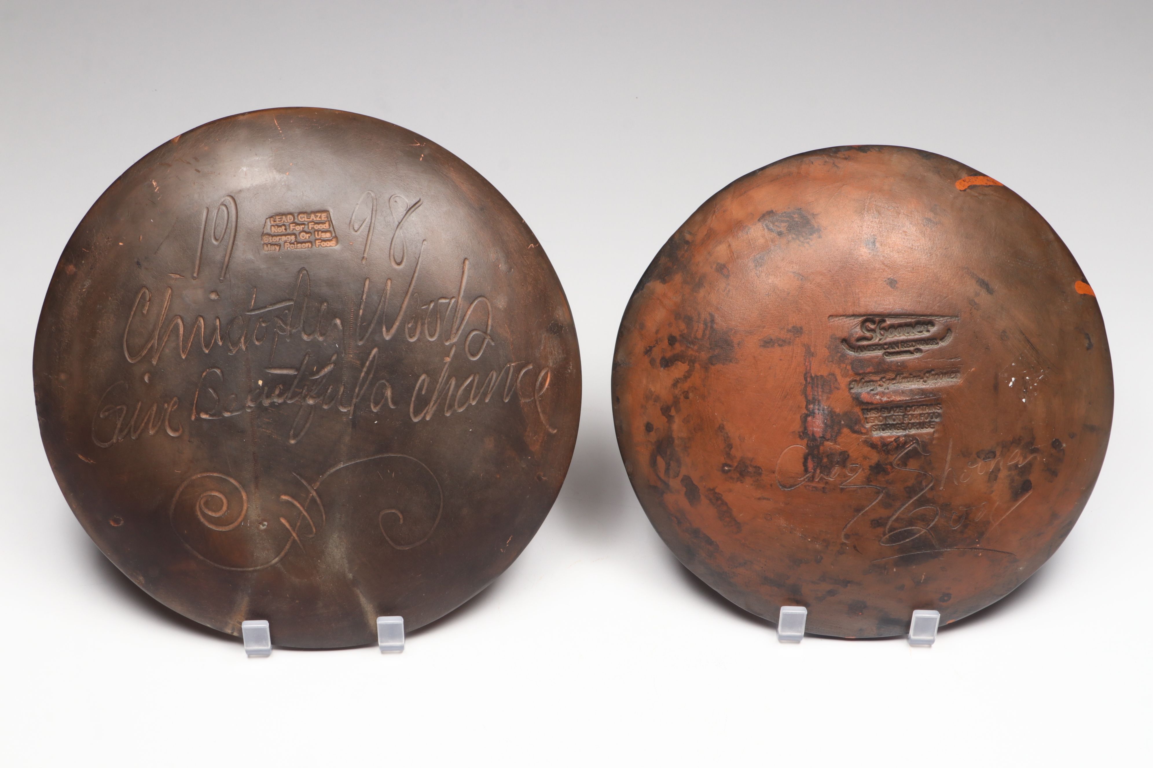 Mary Spellmire Shooner with Other American Slip Decorated Redware Chargers