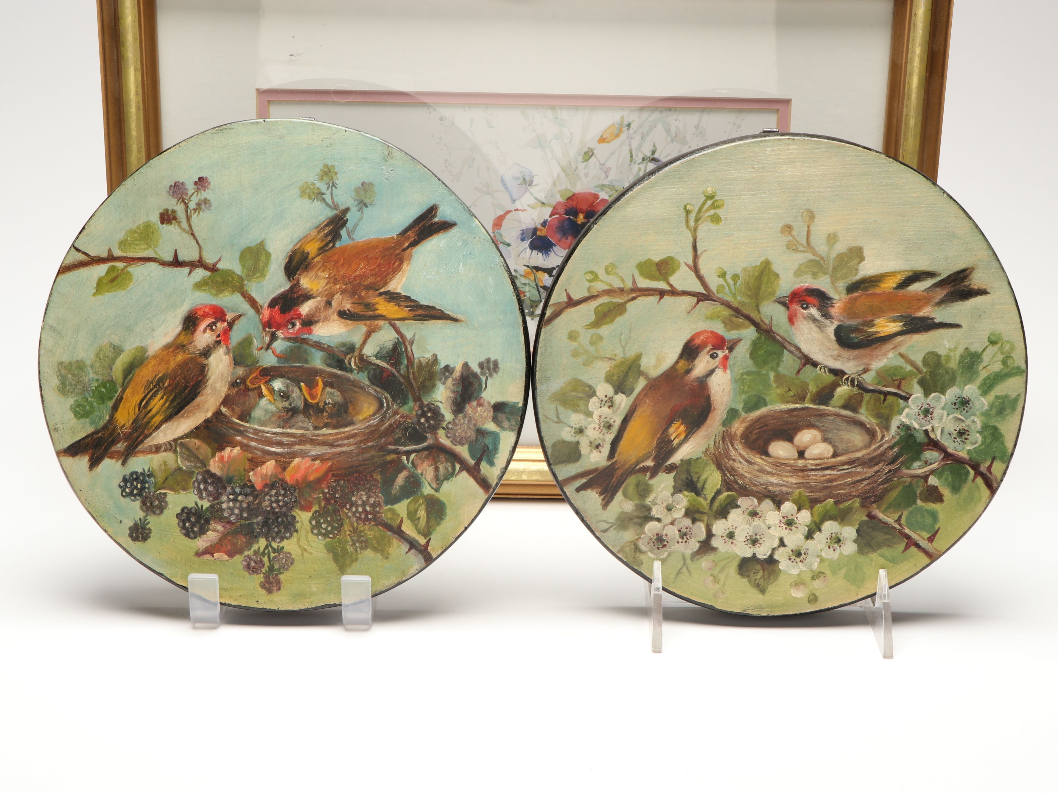 Hand-Painted Nesting Goldfinch Plaques with Ceramic Bunny and More Décor