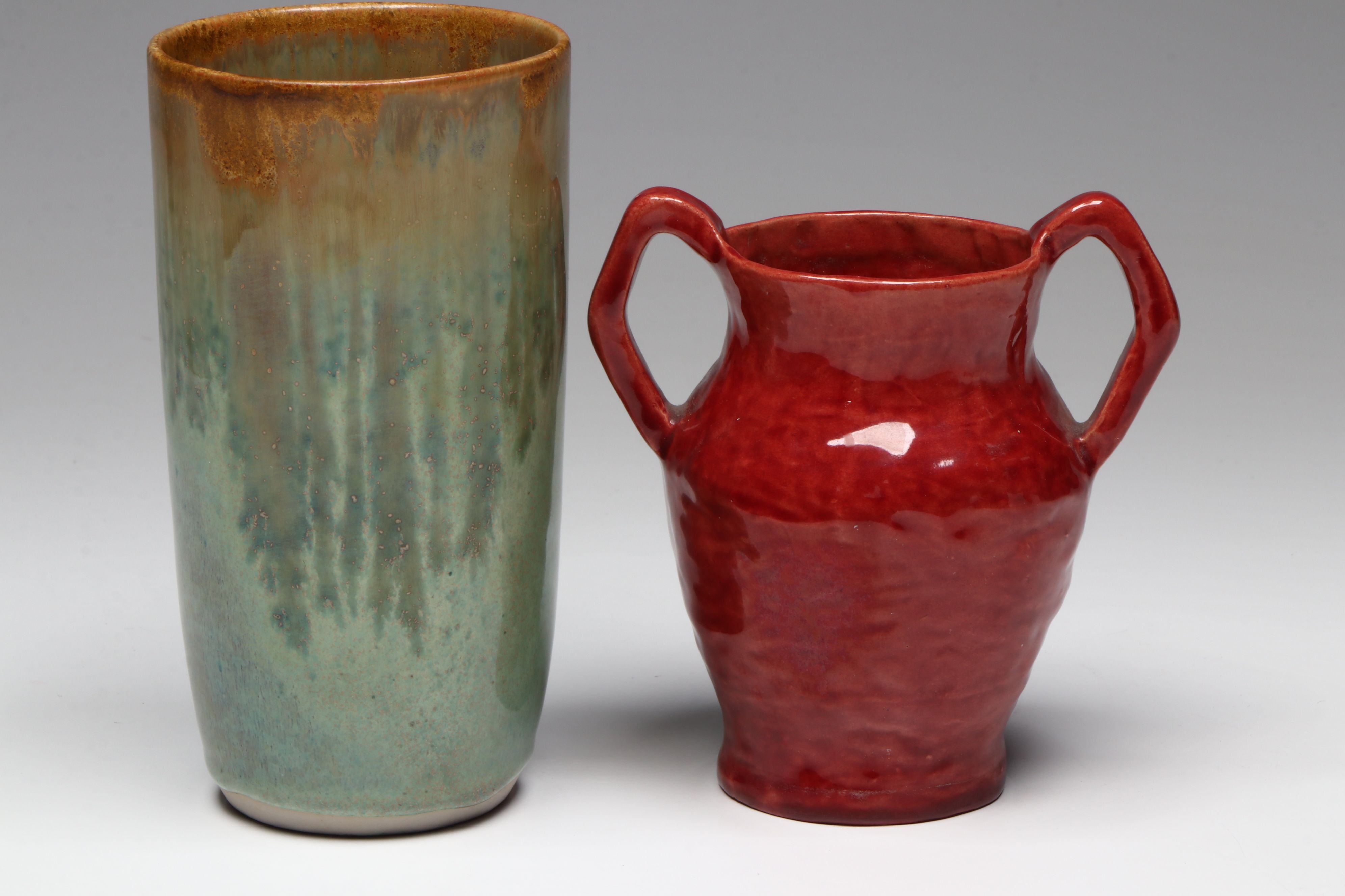 Artist Signed Art Pottery Vases with Other Vase and Century Fruit Platter