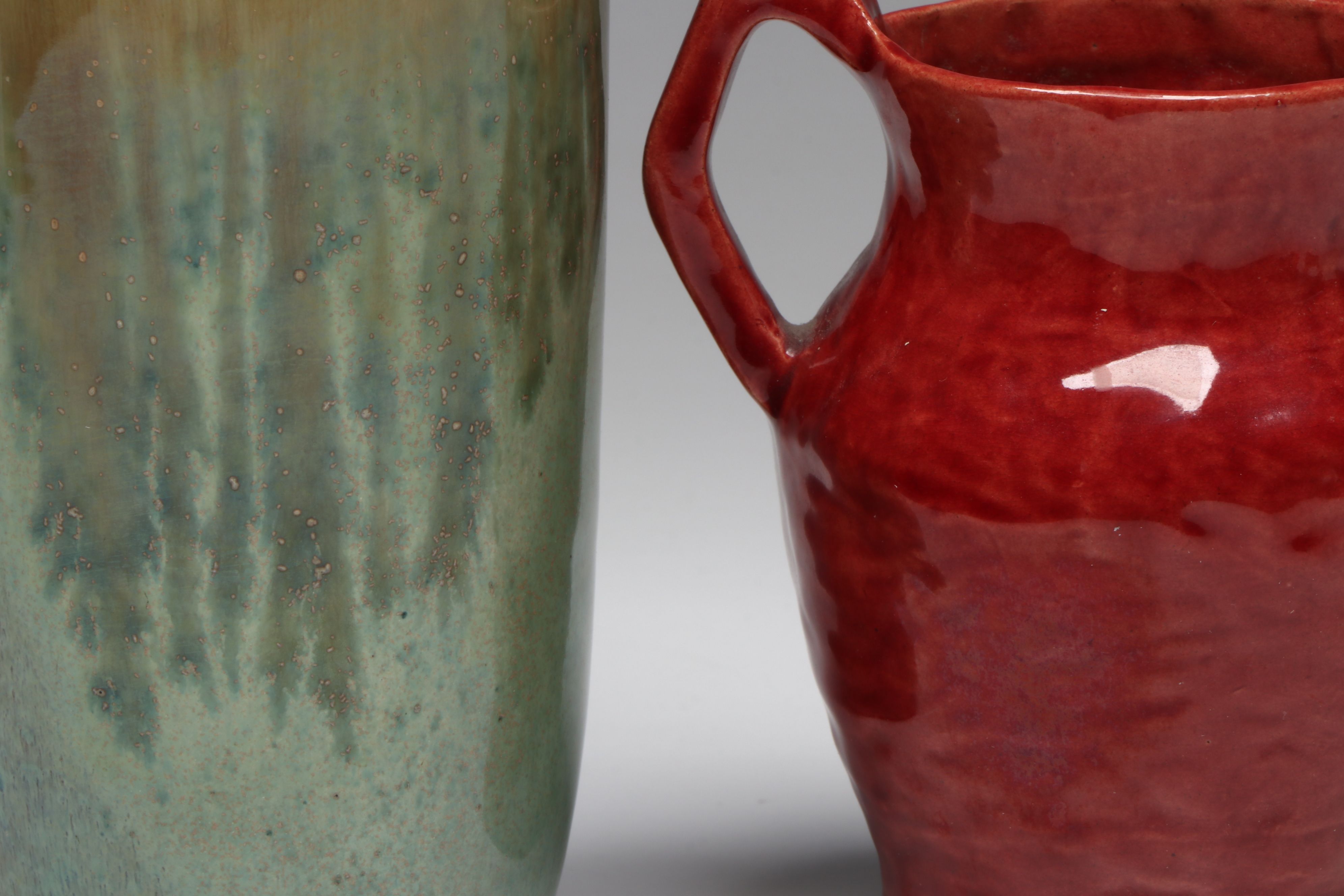 Artist Signed Art Pottery Vases with Other Vase and Century Fruit Platter