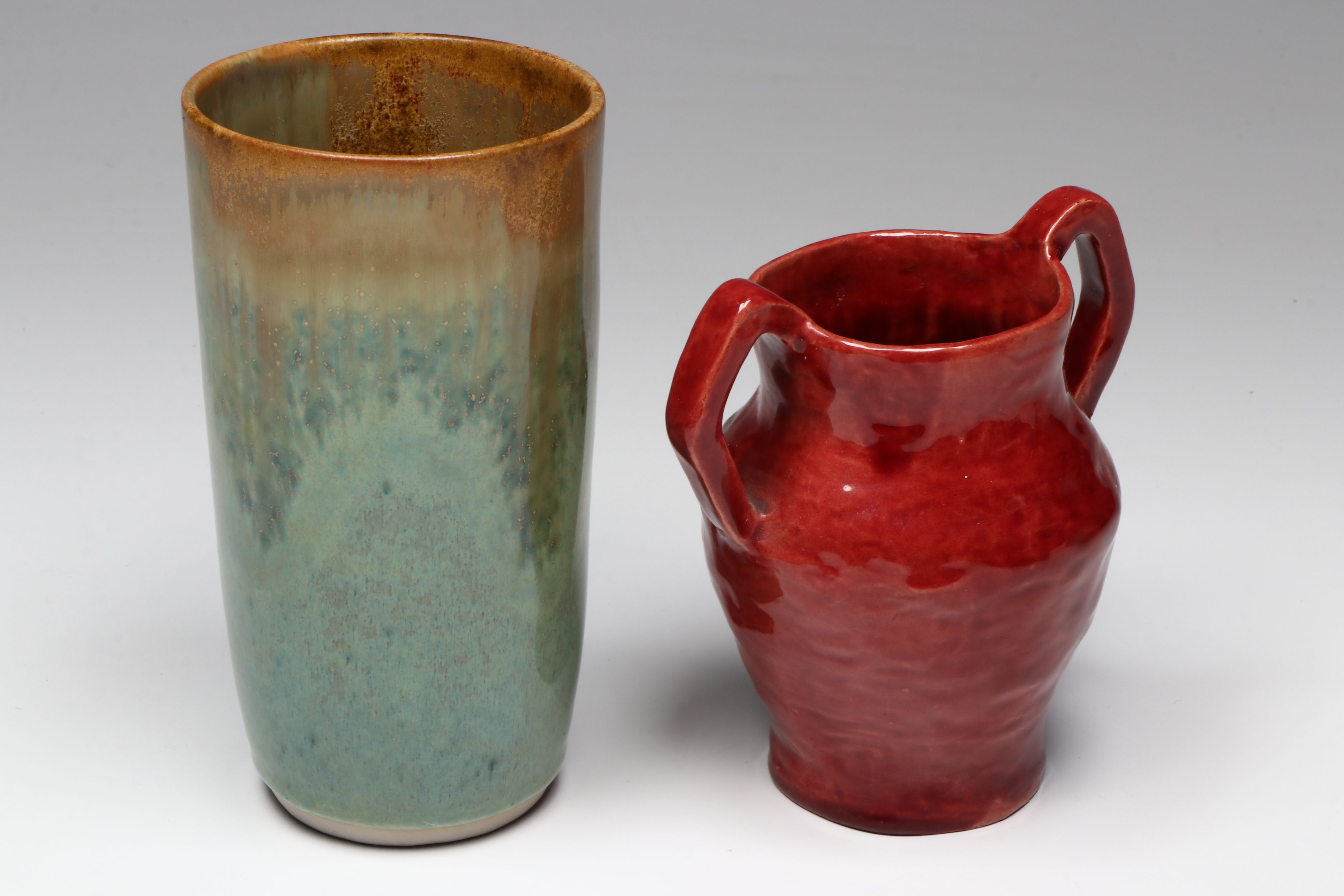 Artist Signed Art Pottery Vases with Other Vase and Century Fruit Platter