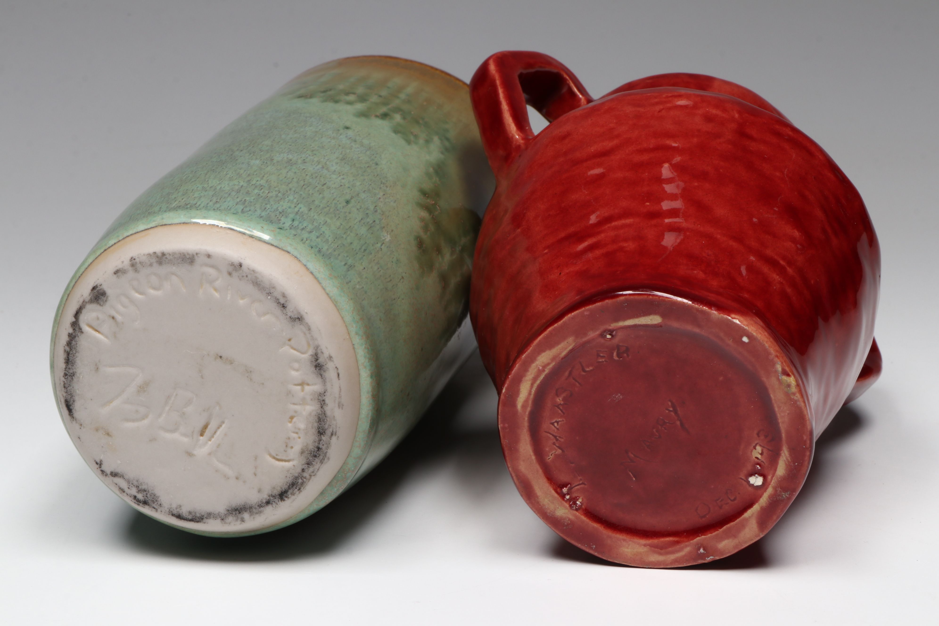 Artist Signed Art Pottery Vases with Other Vase and Century Fruit Platter