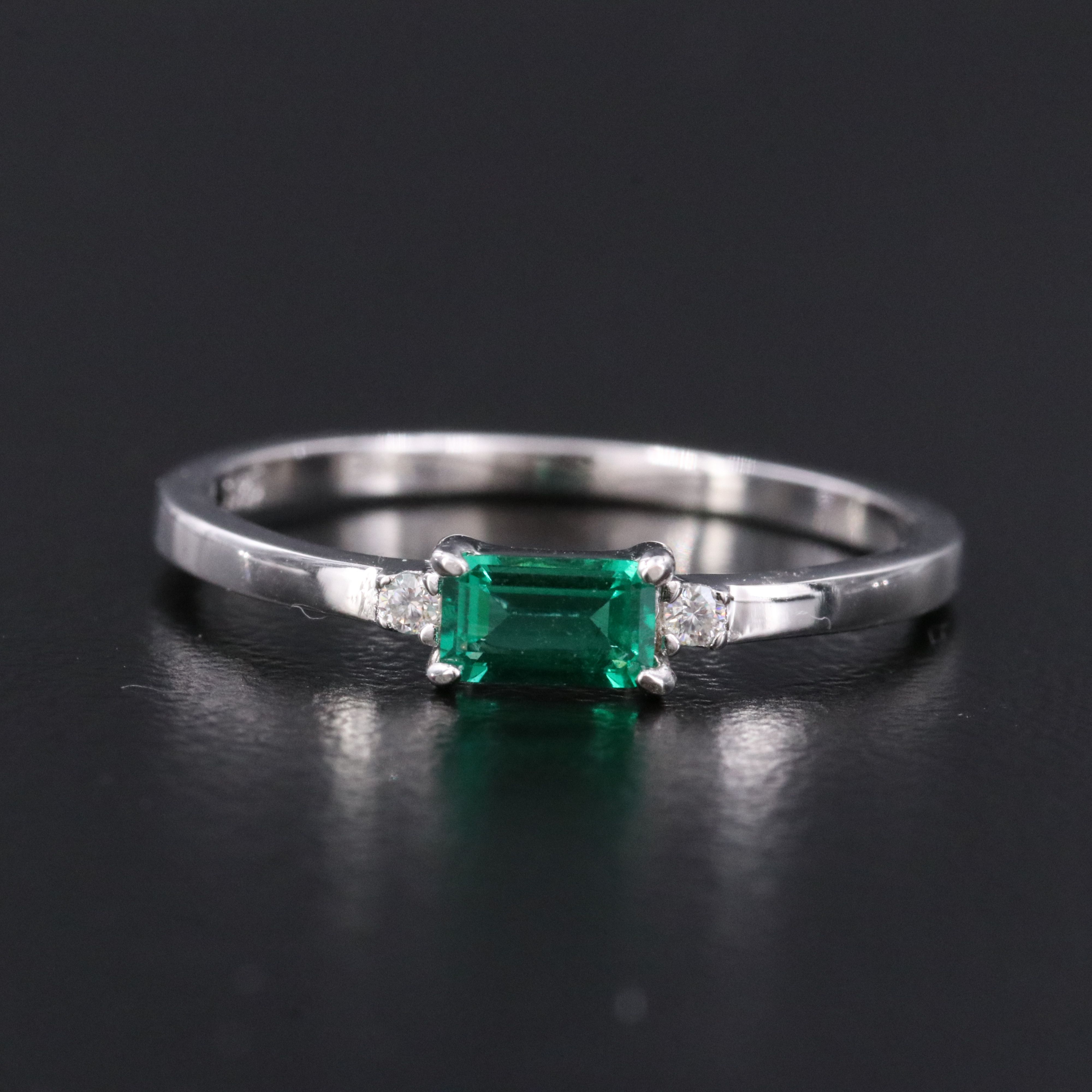 Sterling Emerald and Moissonite Stacking Ring