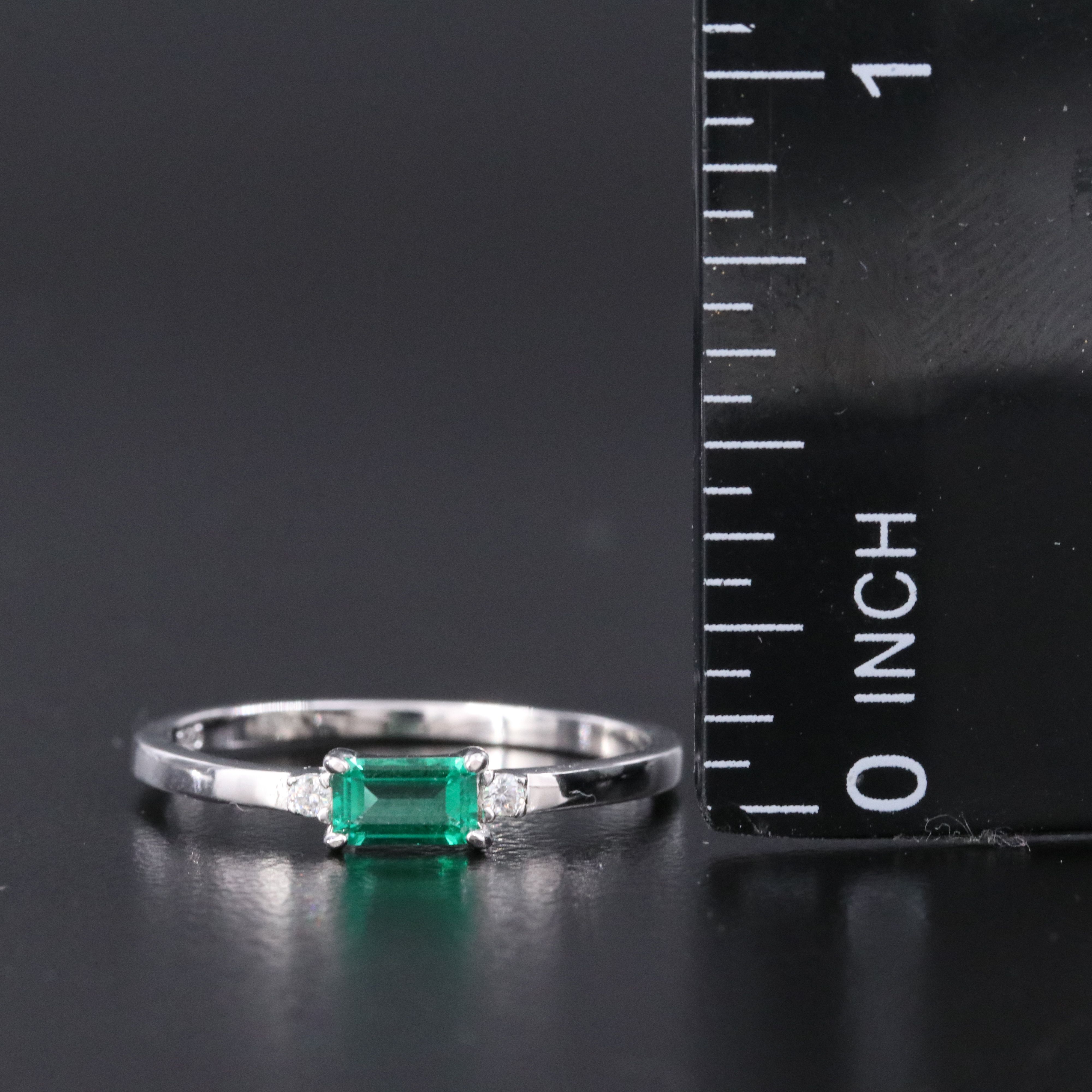 Sterling Emerald and Moissonite Stacking Ring