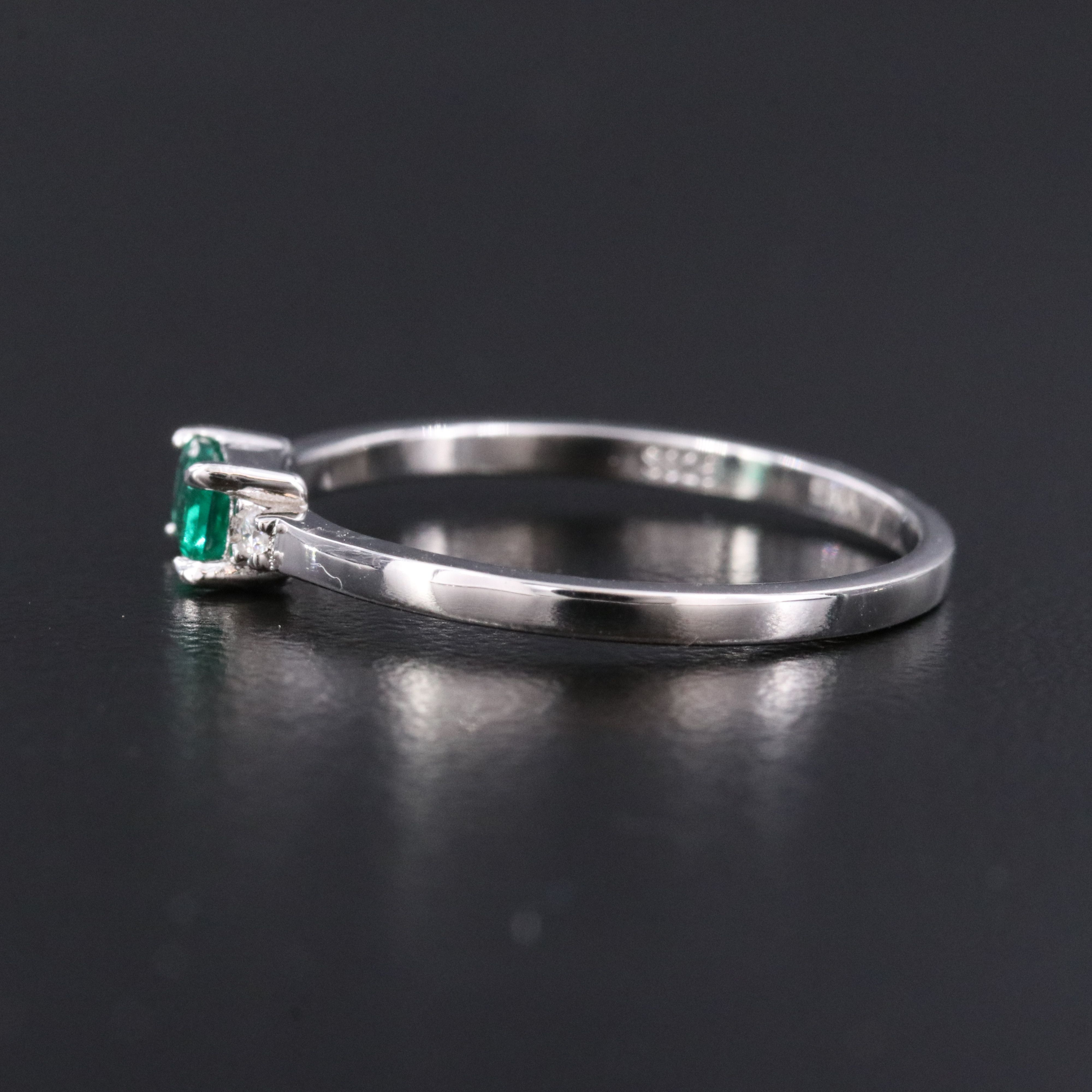 Sterling Emerald and Moissonite Stacking Ring