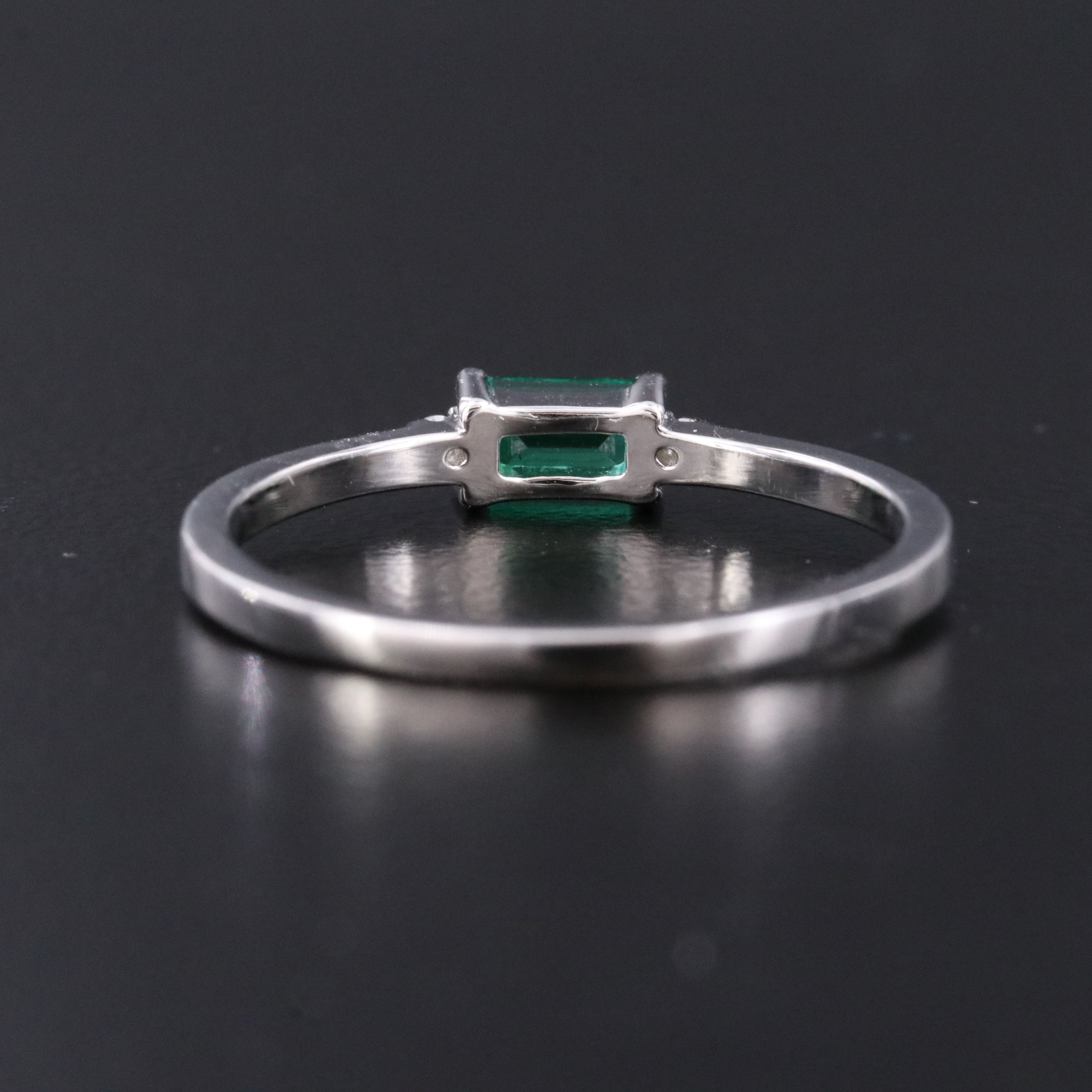 Sterling Emerald and Moissonite Stacking Ring