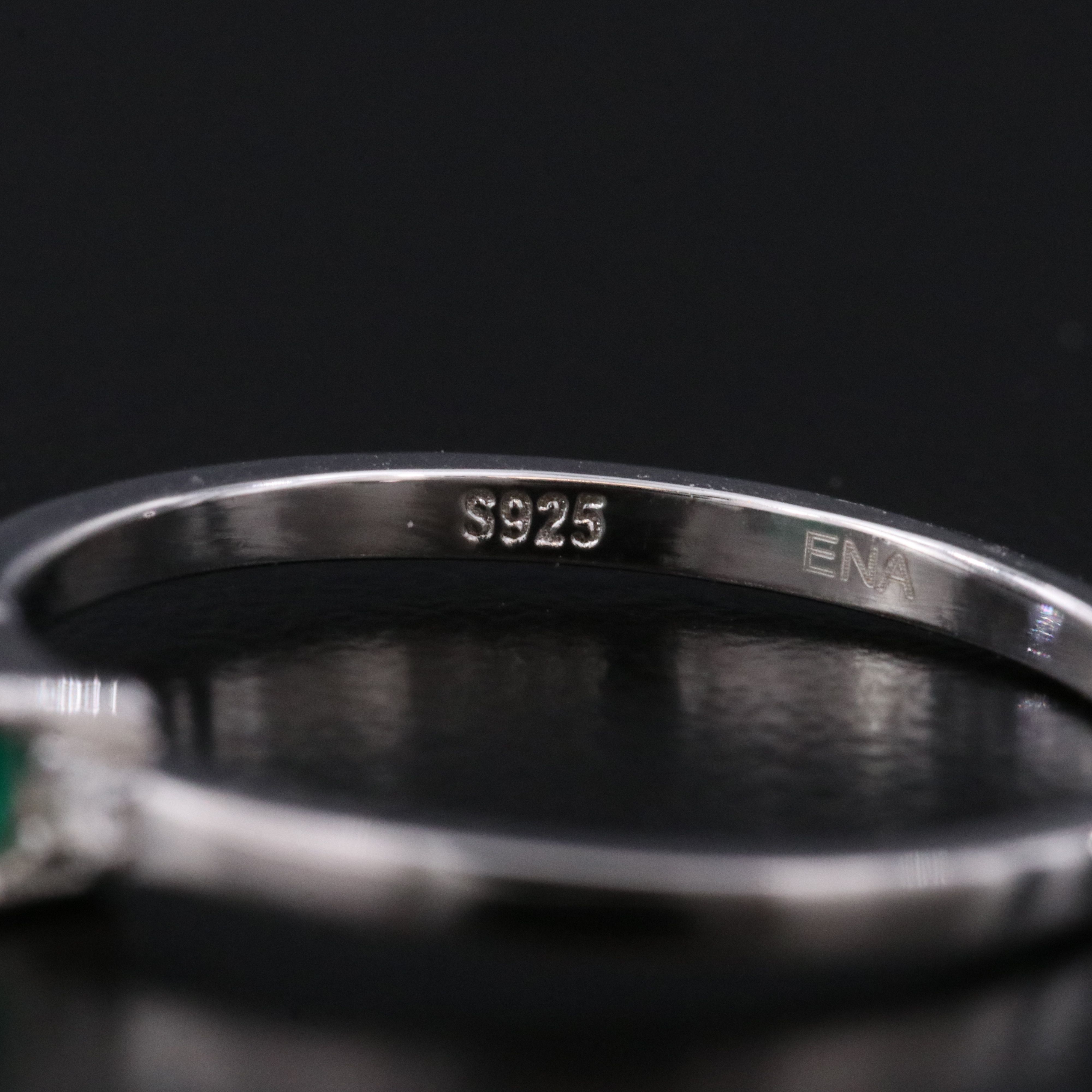 Sterling Emerald and Moissonite Stacking Ring