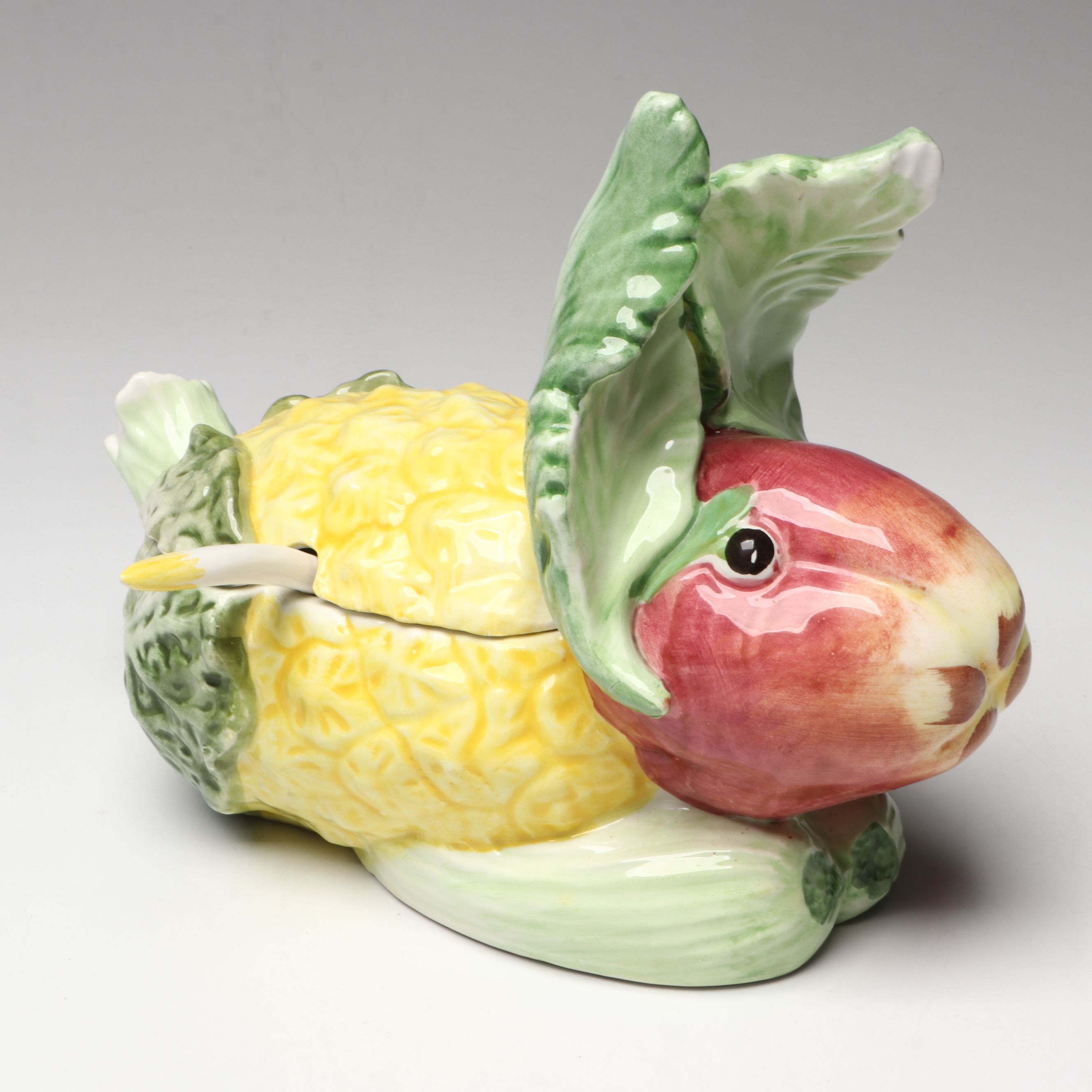 Vietri "Botanical Collection Animals" Italian Ceramic Rabbit Lidded Tureen