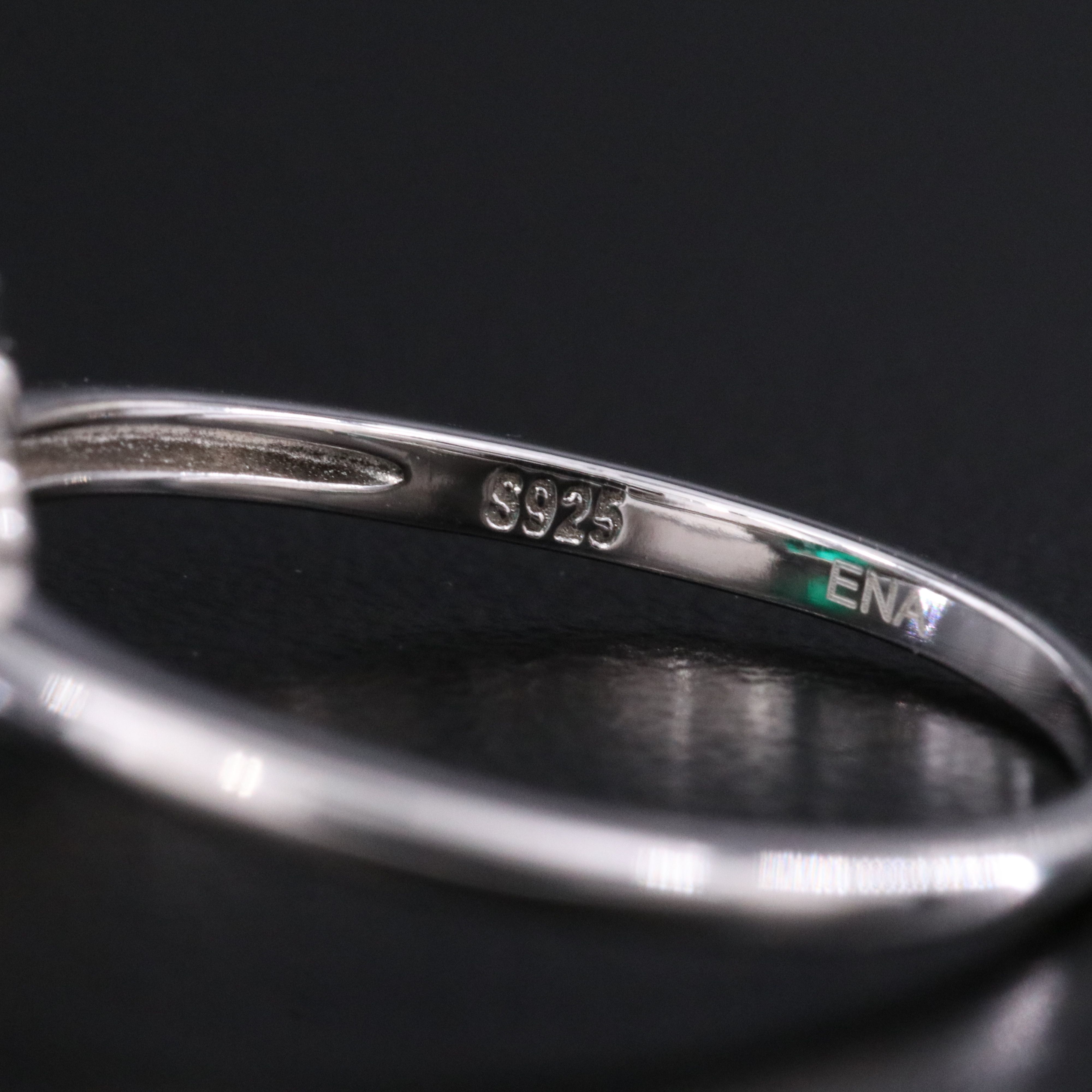 Sterling Emerald and Moissanite Ring