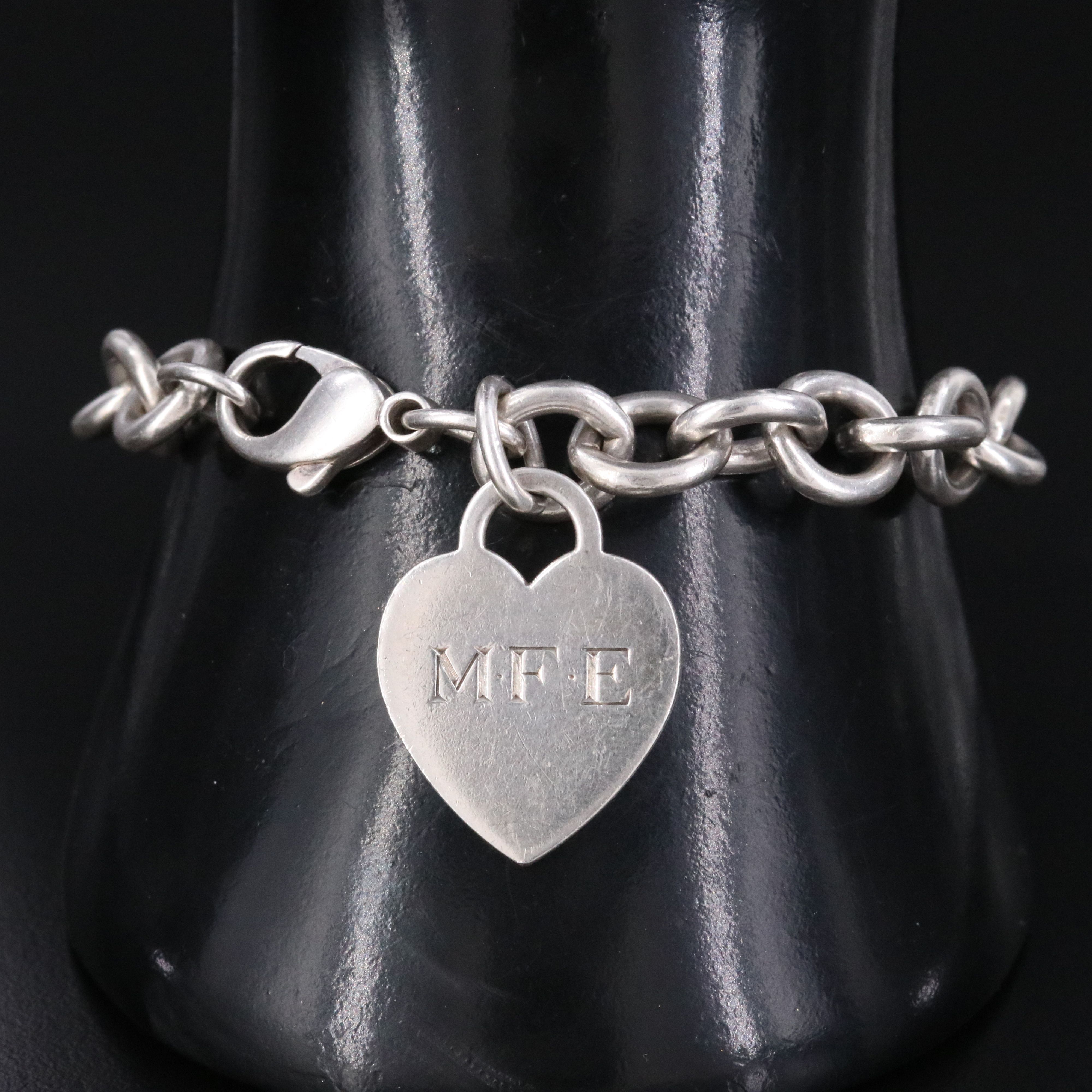 Tiffany & Co. Sterling Heart Tag Charm Bracelet