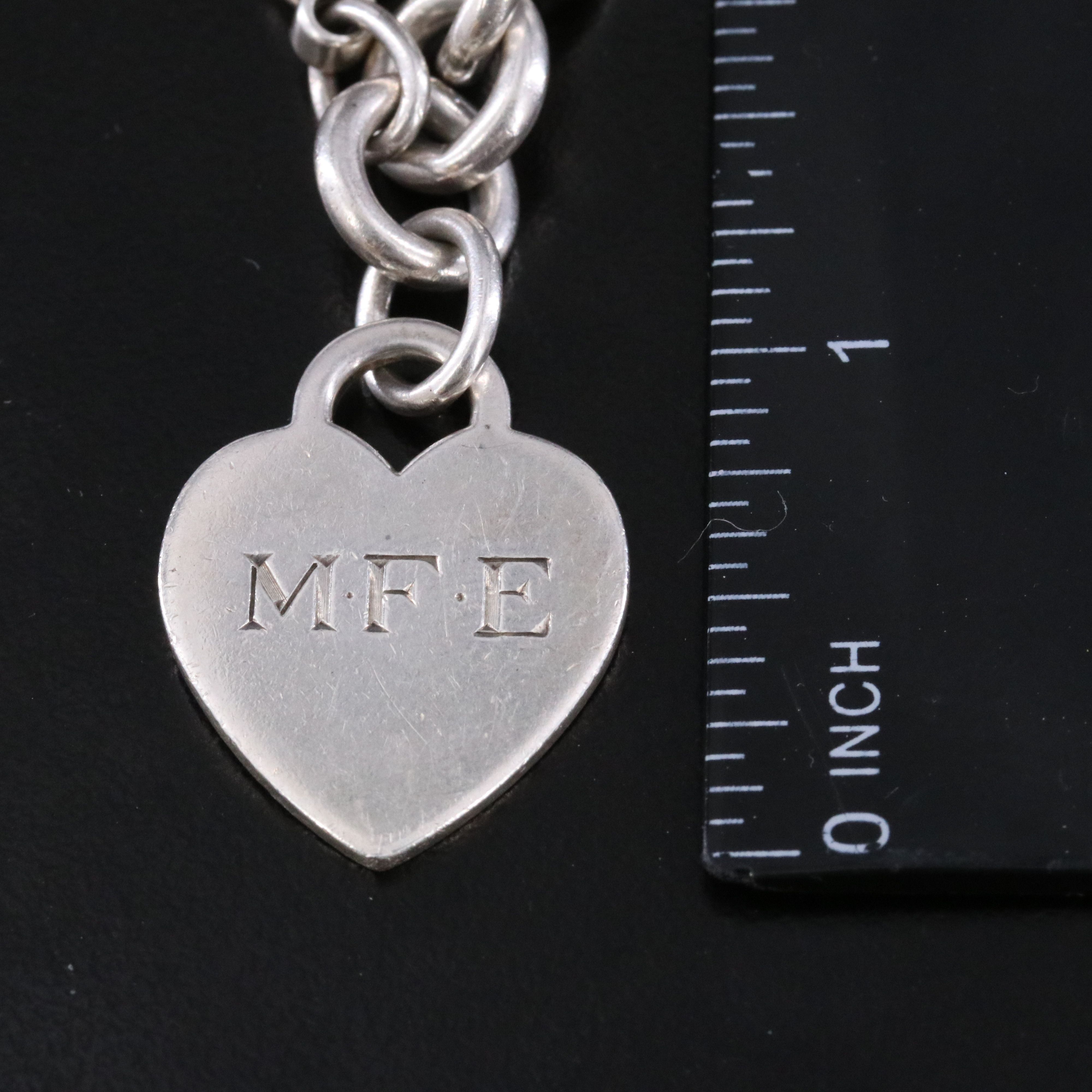 Tiffany & Co. Sterling Heart Tag Charm Bracelet