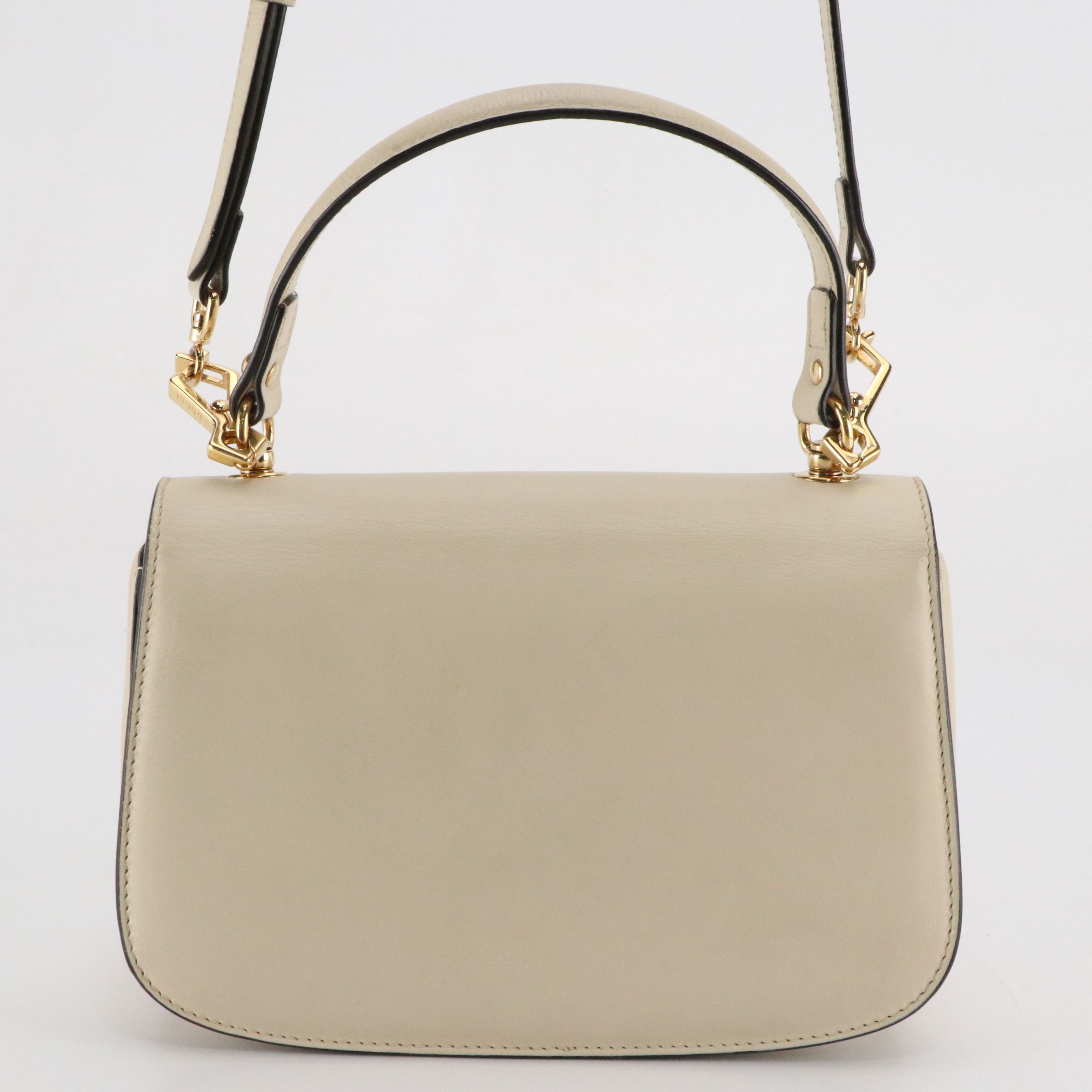 Gucci Blondie Turnlock Closure Top Handle Two-Way Bag in White Calfskin Leather