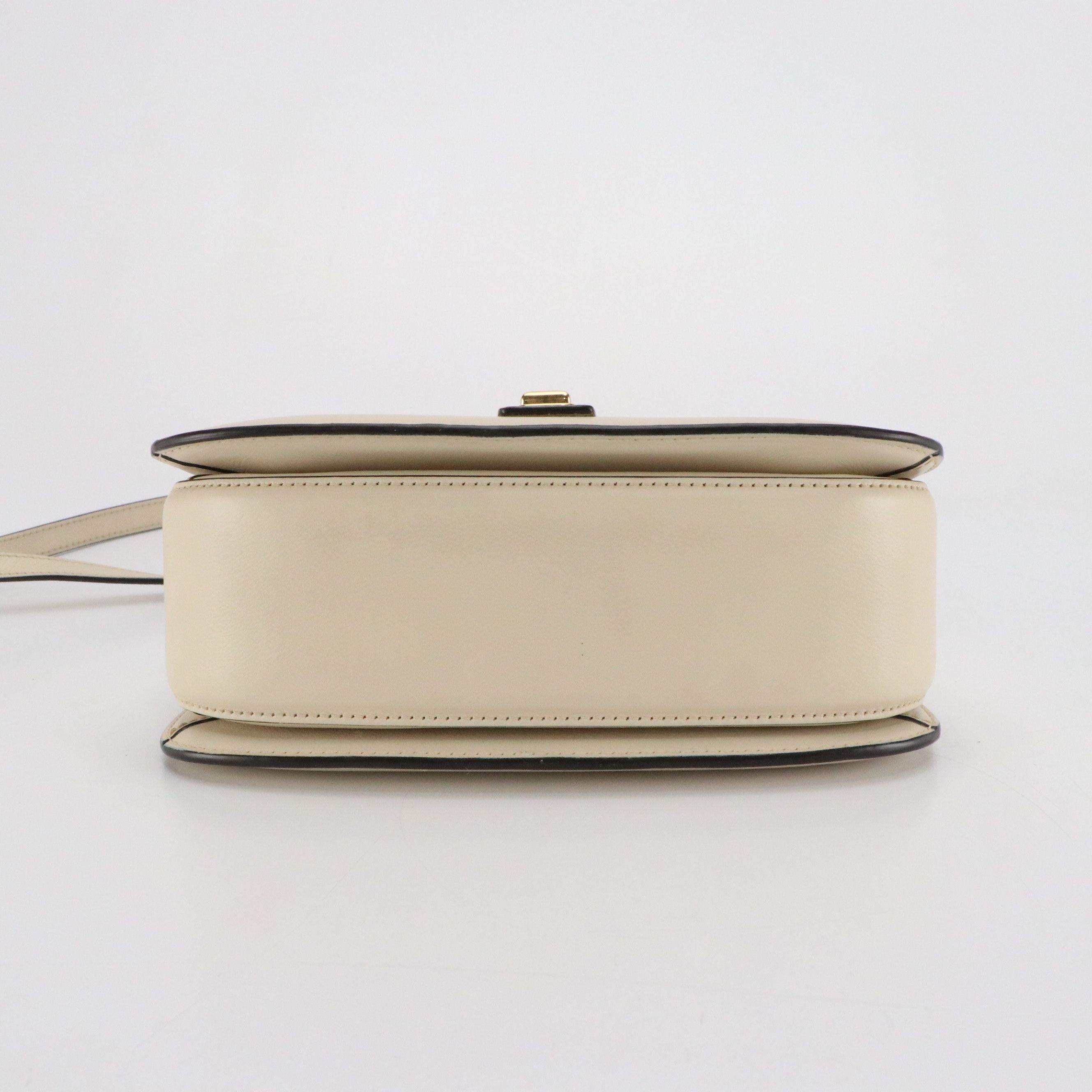 Gucci Blondie Turnlock Closure Top Handle Two-Way Bag in White Calfskin Leather