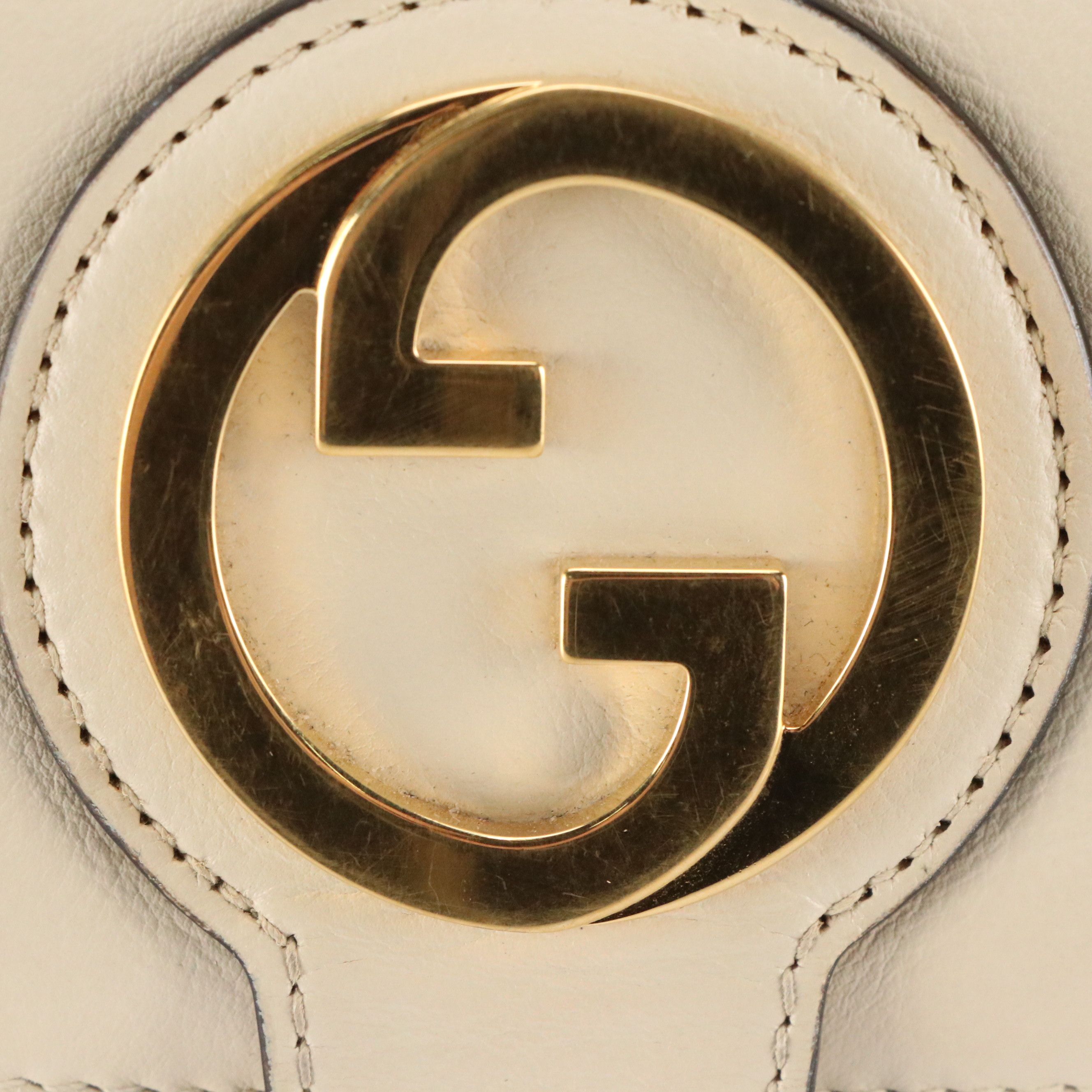 Gucci Blondie Turnlock Closure Top Handle Two-Way Bag in White Calfskin Leather