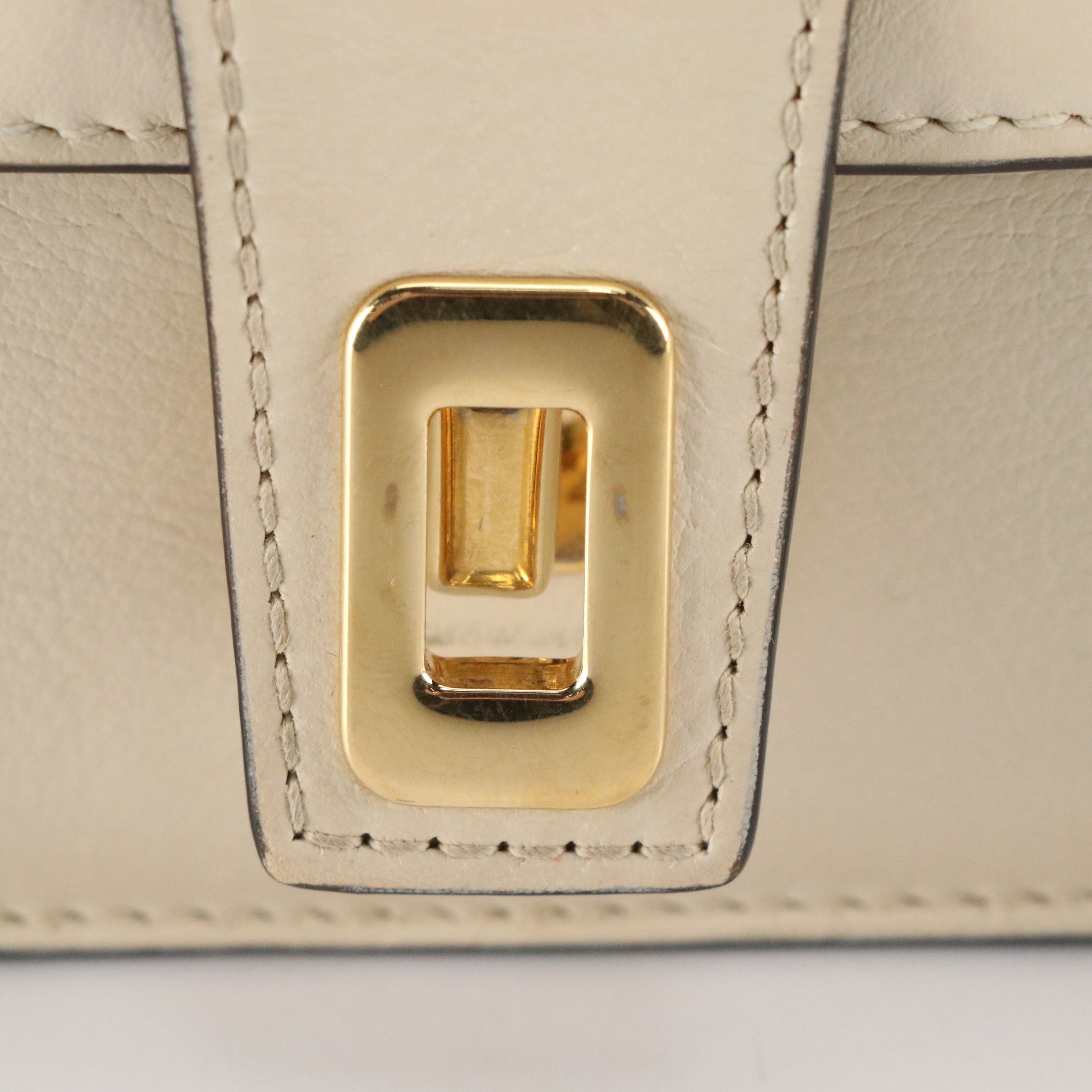 Gucci Blondie Turnlock Closure Top Handle Two-Way Bag in White Calfskin Leather